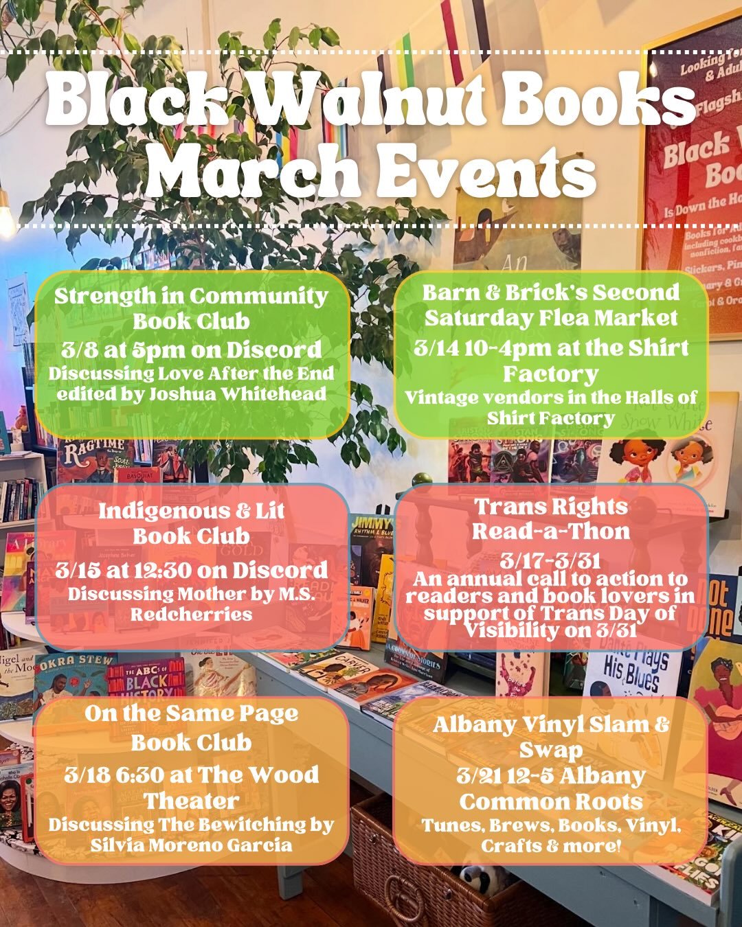 Not only is March a promise of Spring on its way, it is also my birthday month, Black Walnut Books&rsquo; 3rd anniversary and Little Black Walnut Books&rsquo; 2nd anniversary! The last three years have been filled with book club meetings, author talk