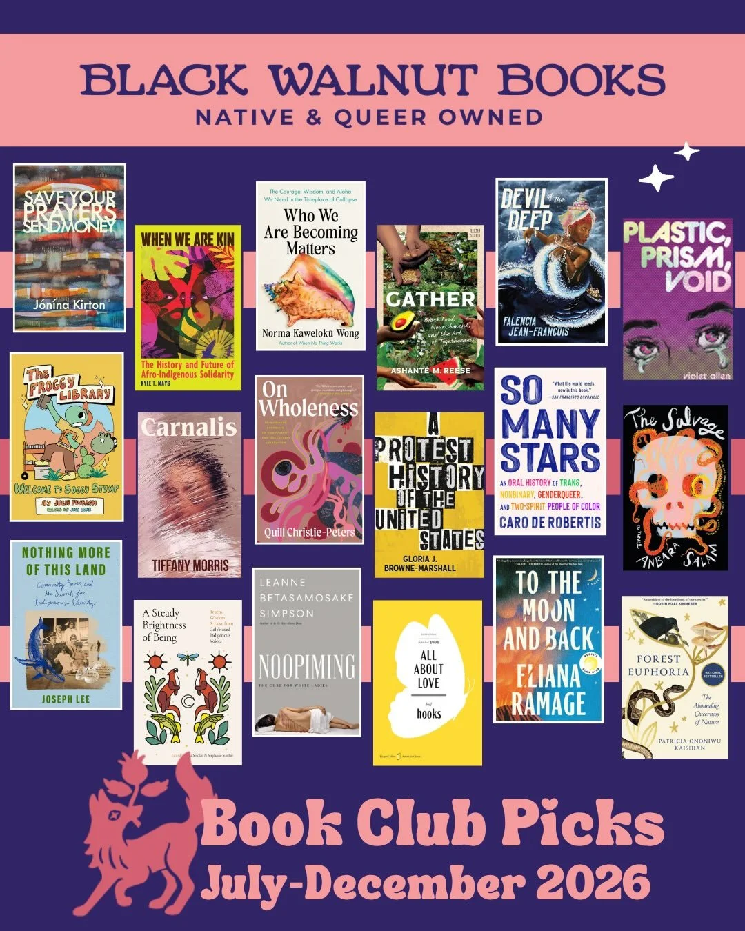 I am so excited to announce the book club picks for the last half of 2026!

Our core Book Clubs are:
✨Indigenous and Lit, which meets monthly online to discuss contemporary books by Indigenous authors.
✨Strength in Community, which meets monthly onli