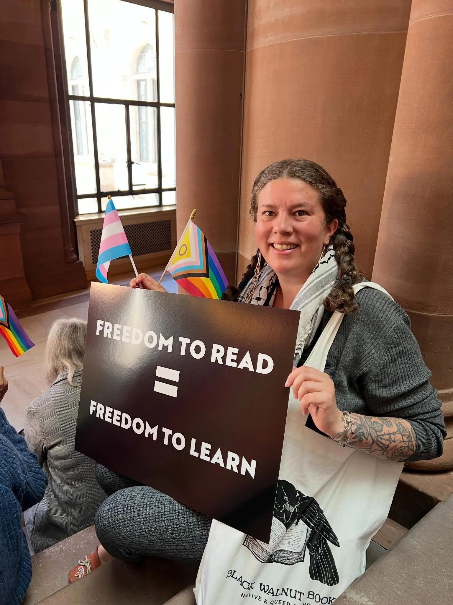 I spent the day advocating for LGBTQIA access to care and librarians&rsquo; rights to curate their collections without being impeded by harmful book bans at Out Loud Upstate, which was organized by @loweradkpride and @collarcitypride 📚🌈 

I&rsquo;m