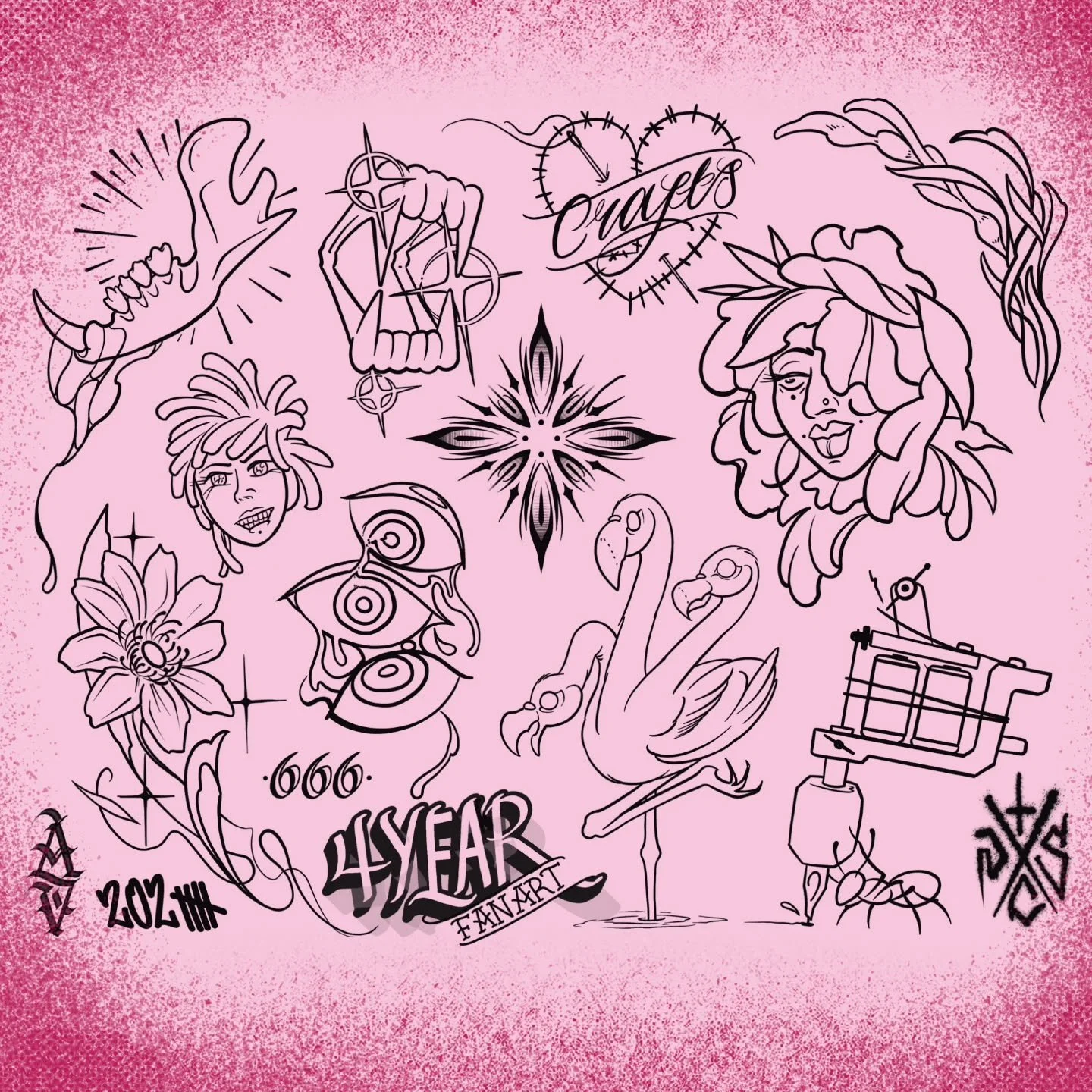 💖 FLASH DAY 💖
Four years of @pearlstreettattoo ?! Crazy! 
To celebrate we're having a flash day and this years theme is:

Four Year Fan Art! 

Come get tattooed on September 13th from 10am - 5pm 
I'll be taking first come, first serve walk-ins but 