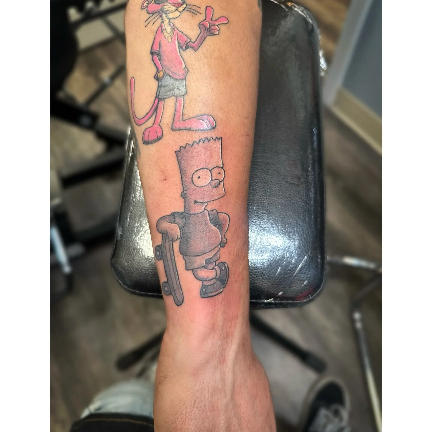 Fresh Bart next to a healed Pink Panther on @clutchworks_401 🛹🛹🛹