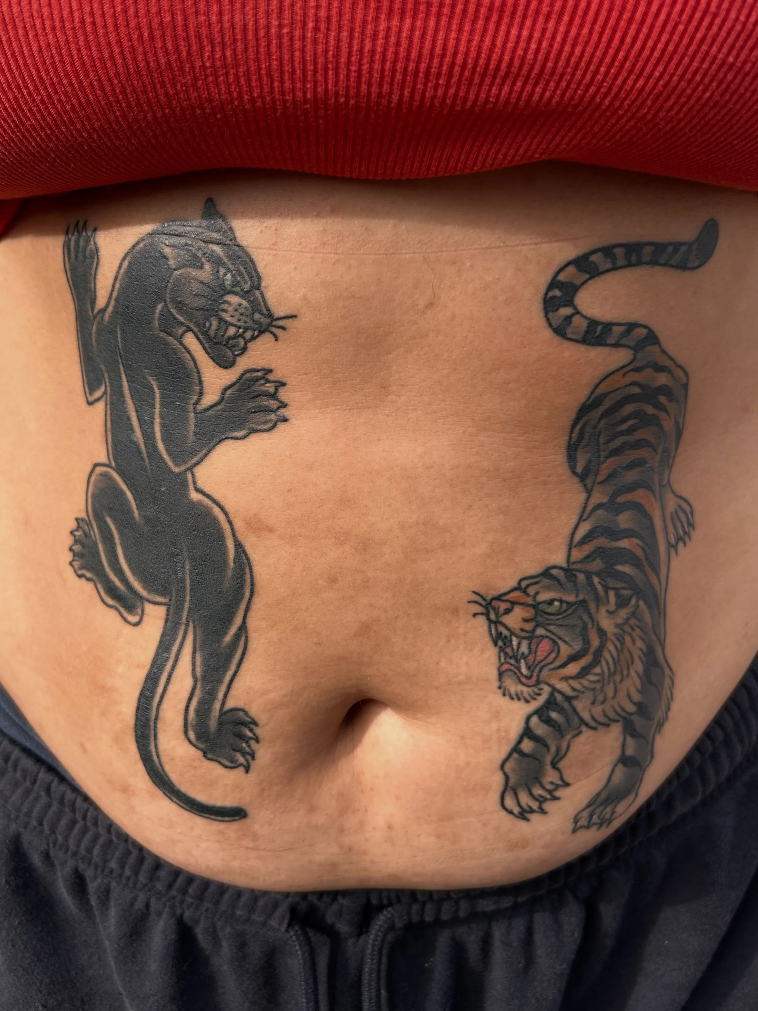 Thank you @domneeeek for letting me tattoo so many pieces on you! All healed. We love cats here
.
#cats #tiger #panther #tattoos #boston