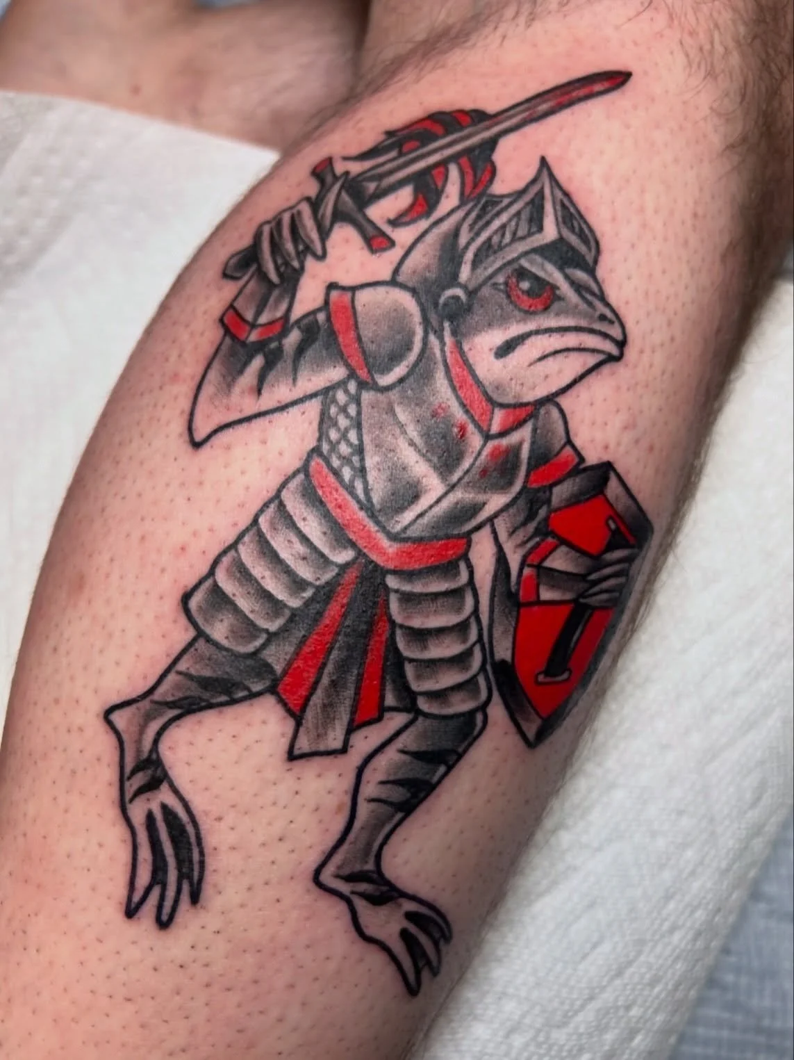 Don&rsquo;t talk to me or our son ever again.
Booking June and July 🌈
.
#knight #frog #frogtattoo #tattoos #boston