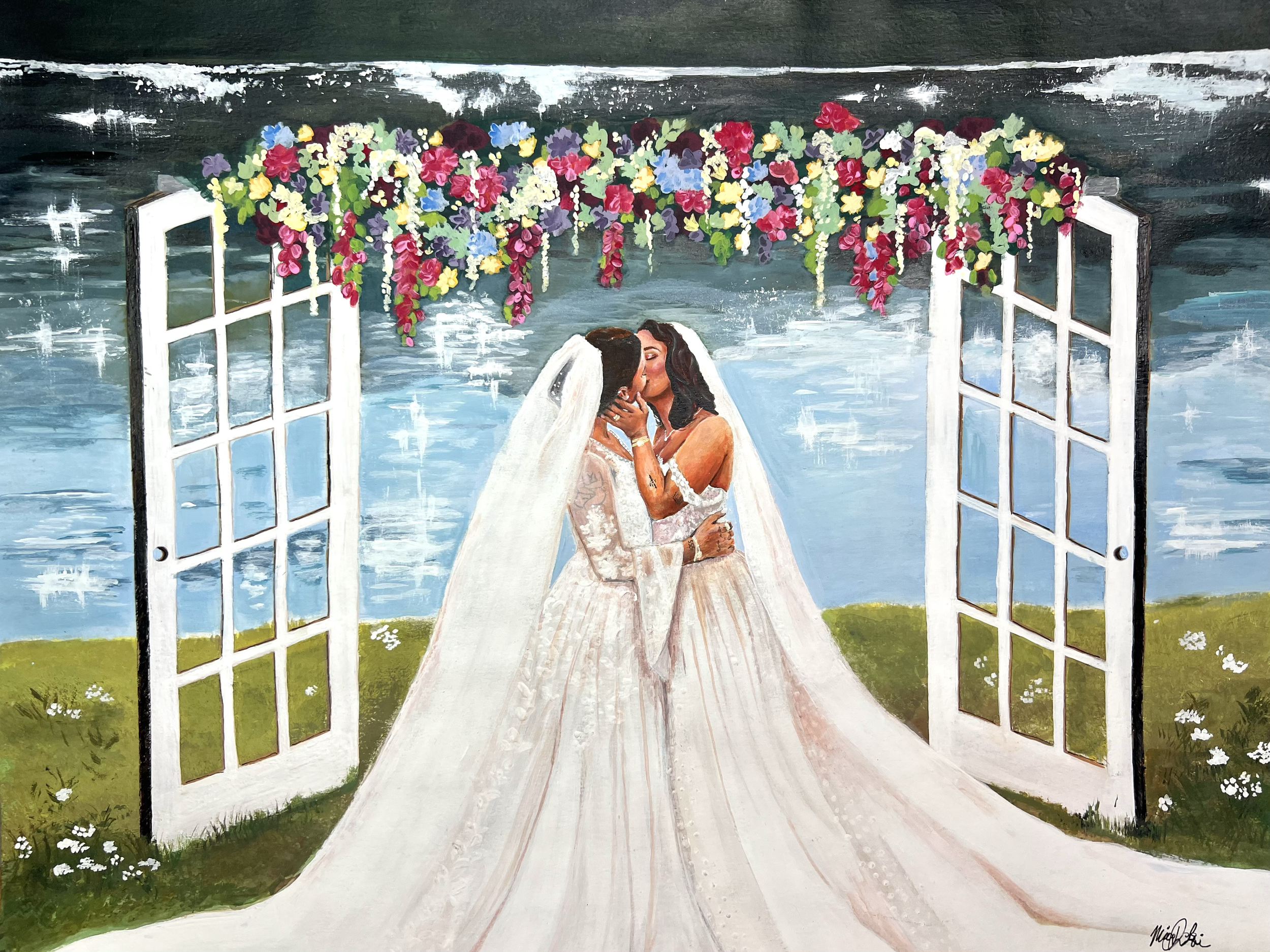 "Faith & Erika" (2025), Acrylic on paper, 11"x14"