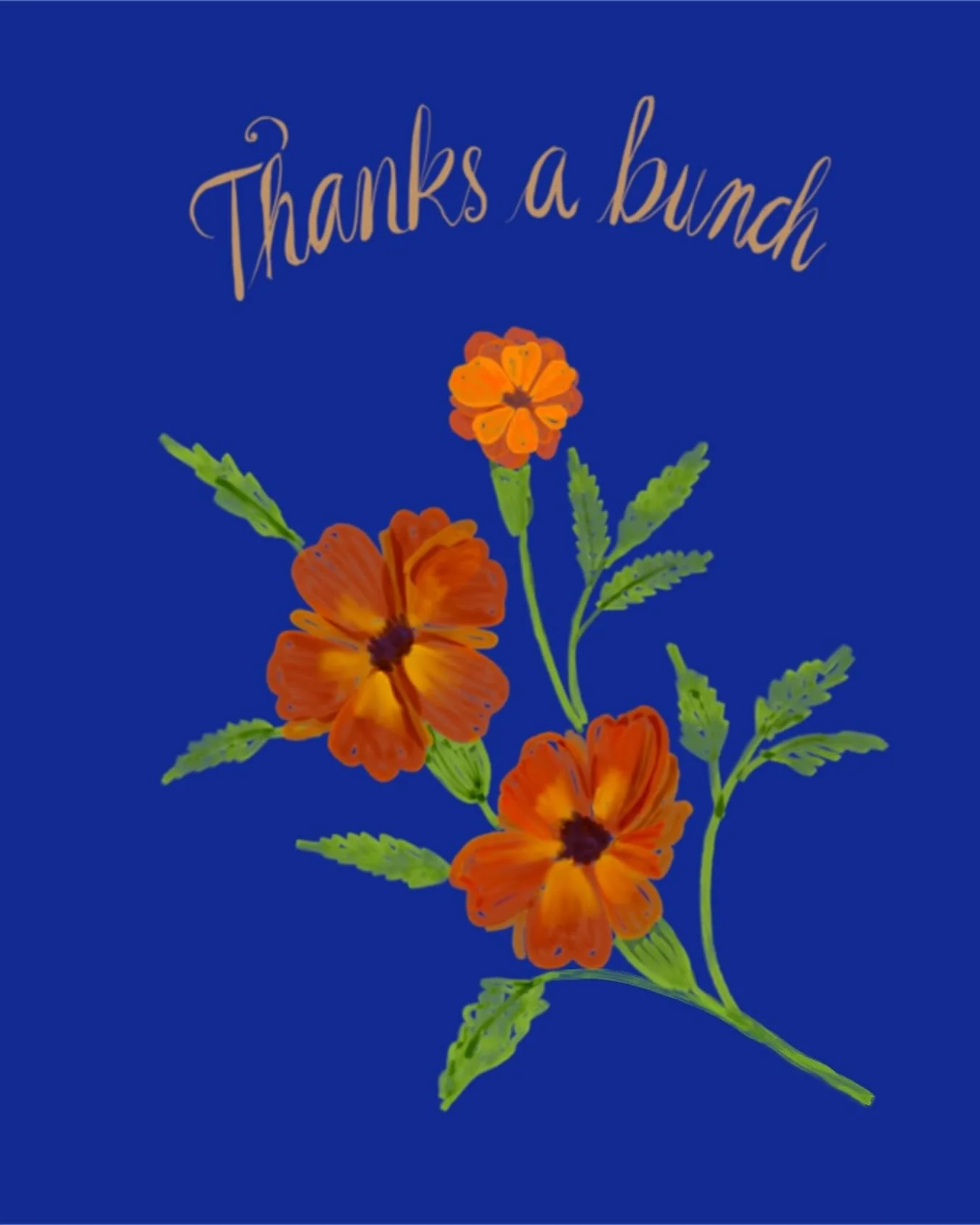 Finally a blue October sky after a rainy spell this week. Marigolds are everywhere along with the mums. I'm trying out the new #procreatebrushes and they are so fun to draw and color with. This is done with marker brush set and the lettering with the