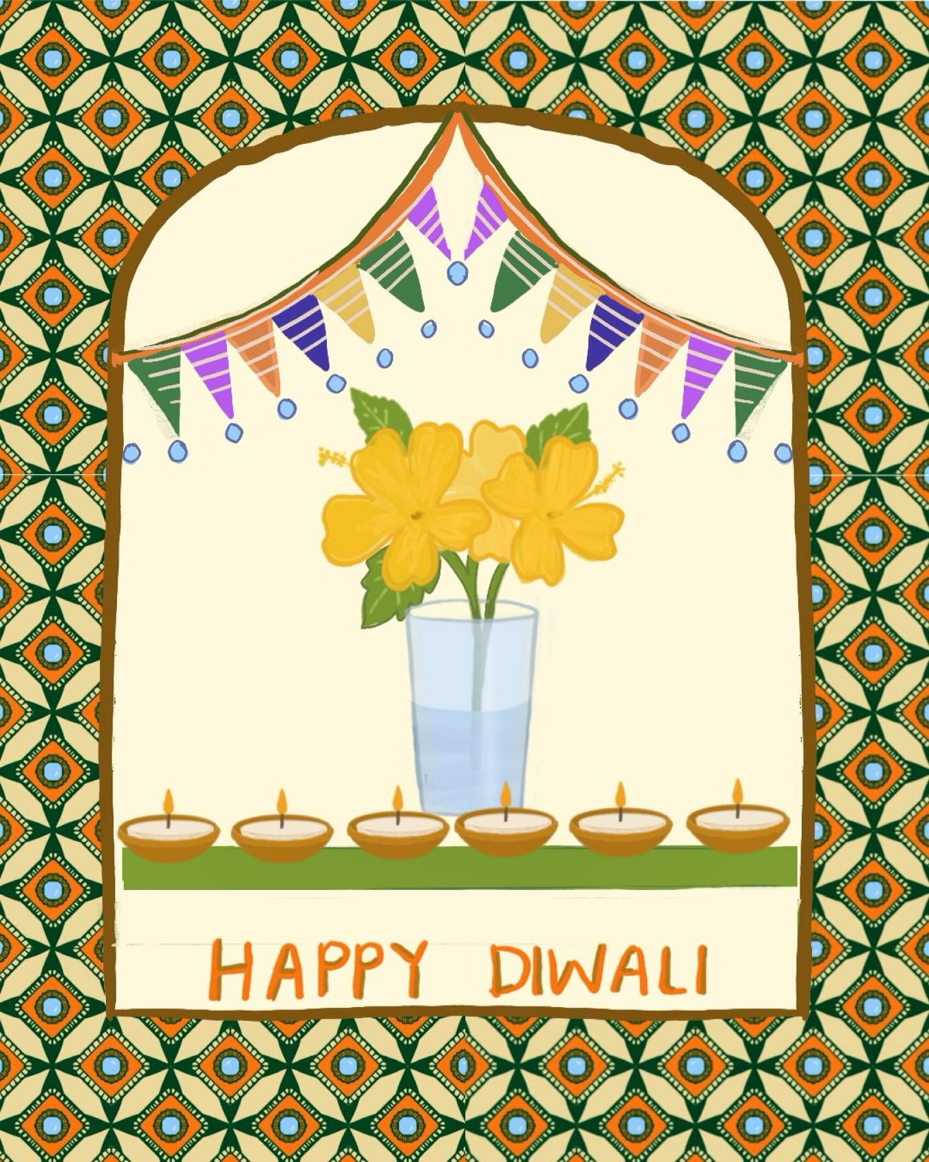 Wishing you all a happy Diwali! The Festival of Lights and good vibes, be kind to one another. #diwalidecorations #diwalilights #festivaloflight #patterndesigner #illustrationdrawing #indianfestivalseason