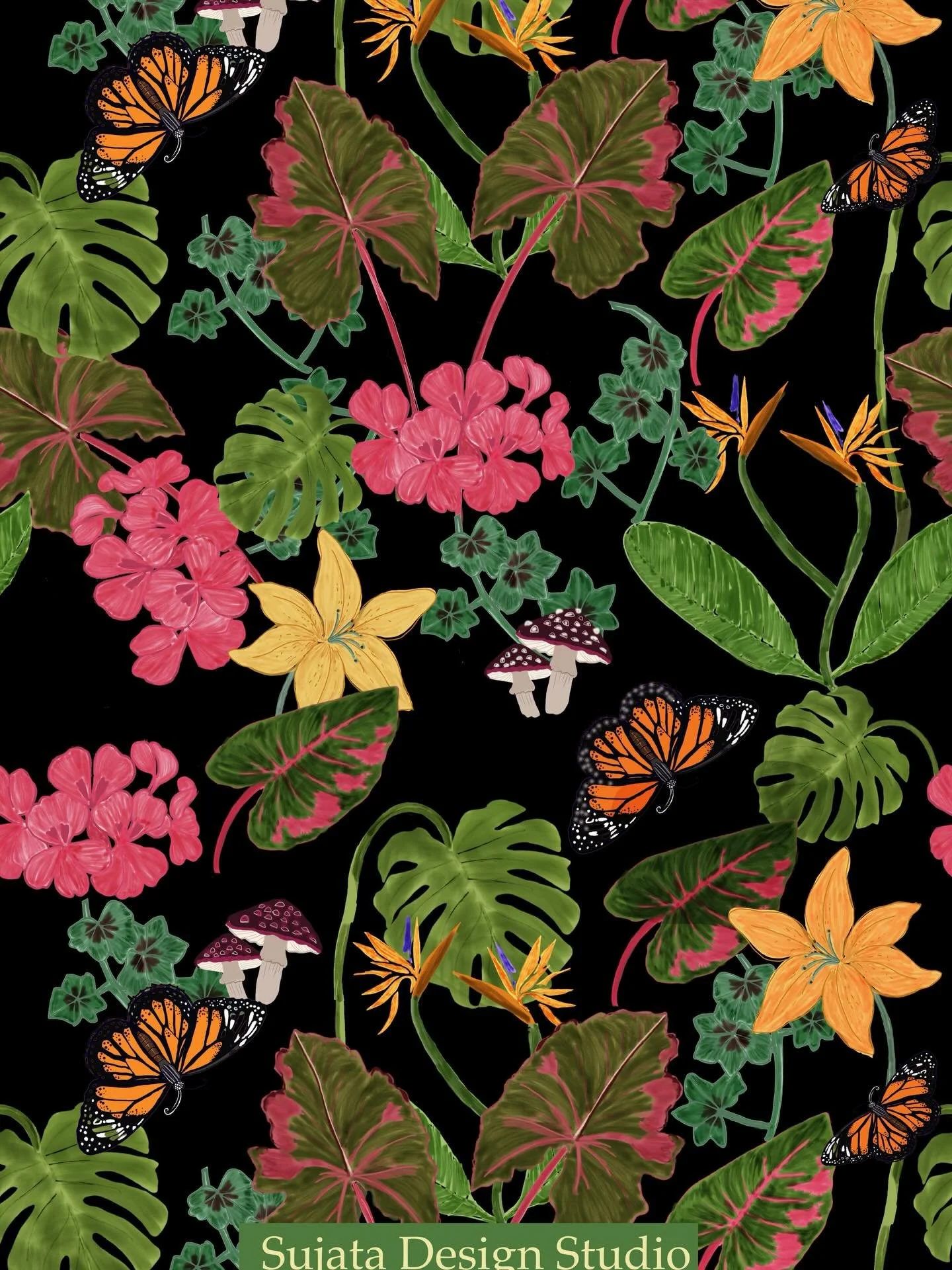 Here's my entry for this weeks' hot house florals #spoonflowerdesignchallenge  Yes still doing that. Had to participate because I love drawing flowers! Here are some that grow in my yard and my neighbors drawn on Procreate using the new brushes in th