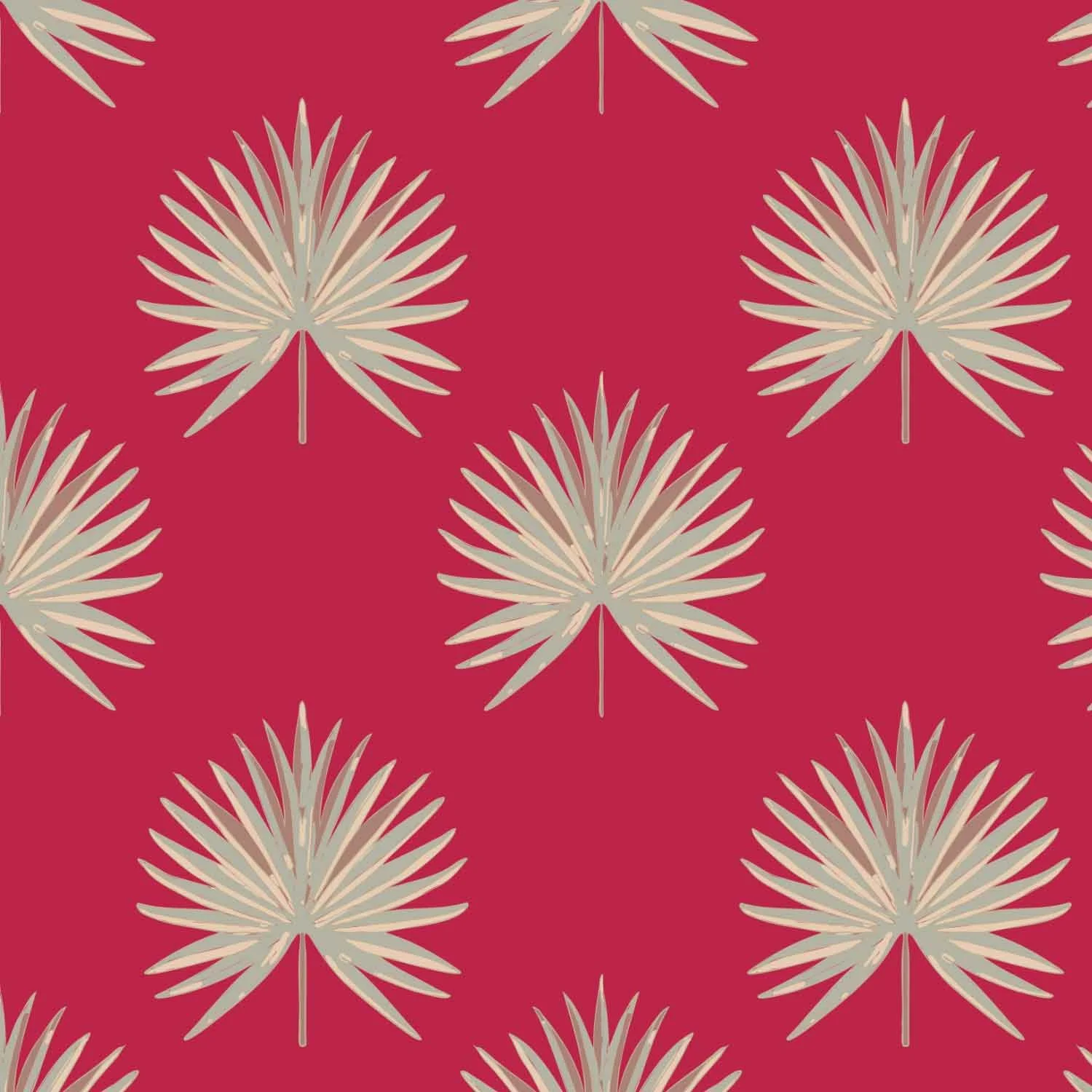 Palm leaves on Pantone color Viva Magenta