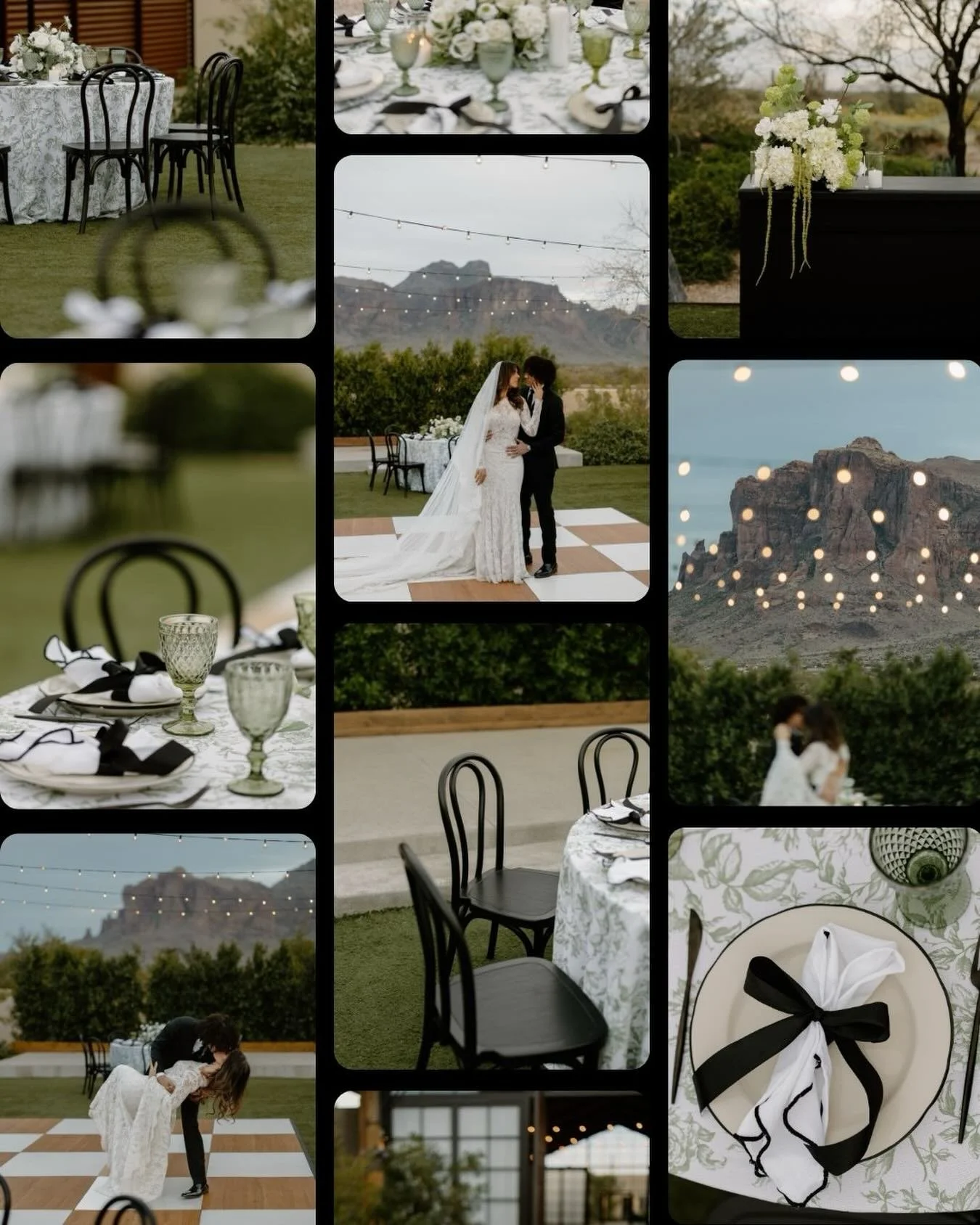 A little wedding inspo for your Wednesday! Chairs, tables, dance floor, and lights done by yours truly🖤

#eventrentals #weddingrentalsaz #arizonawedding #weddinginspo #weddingday