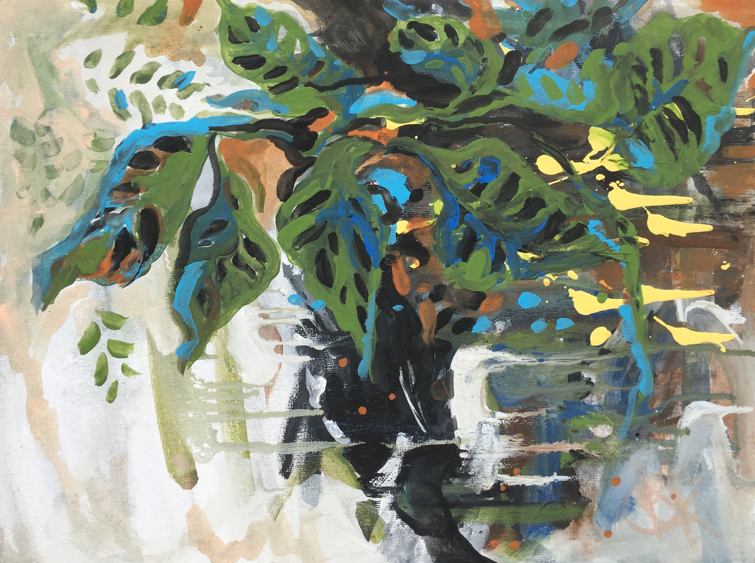 Title: Monstera Oblique
Acrylic on Canvas 12"x16"
- Rich with movement