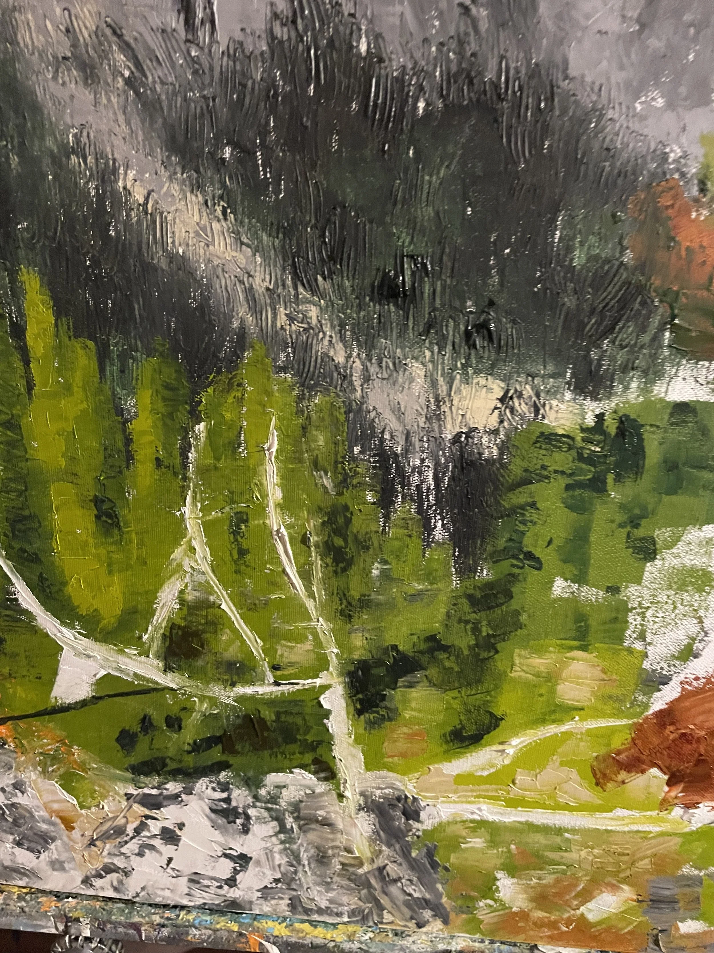 Close up of the txtures of the paths in the painting