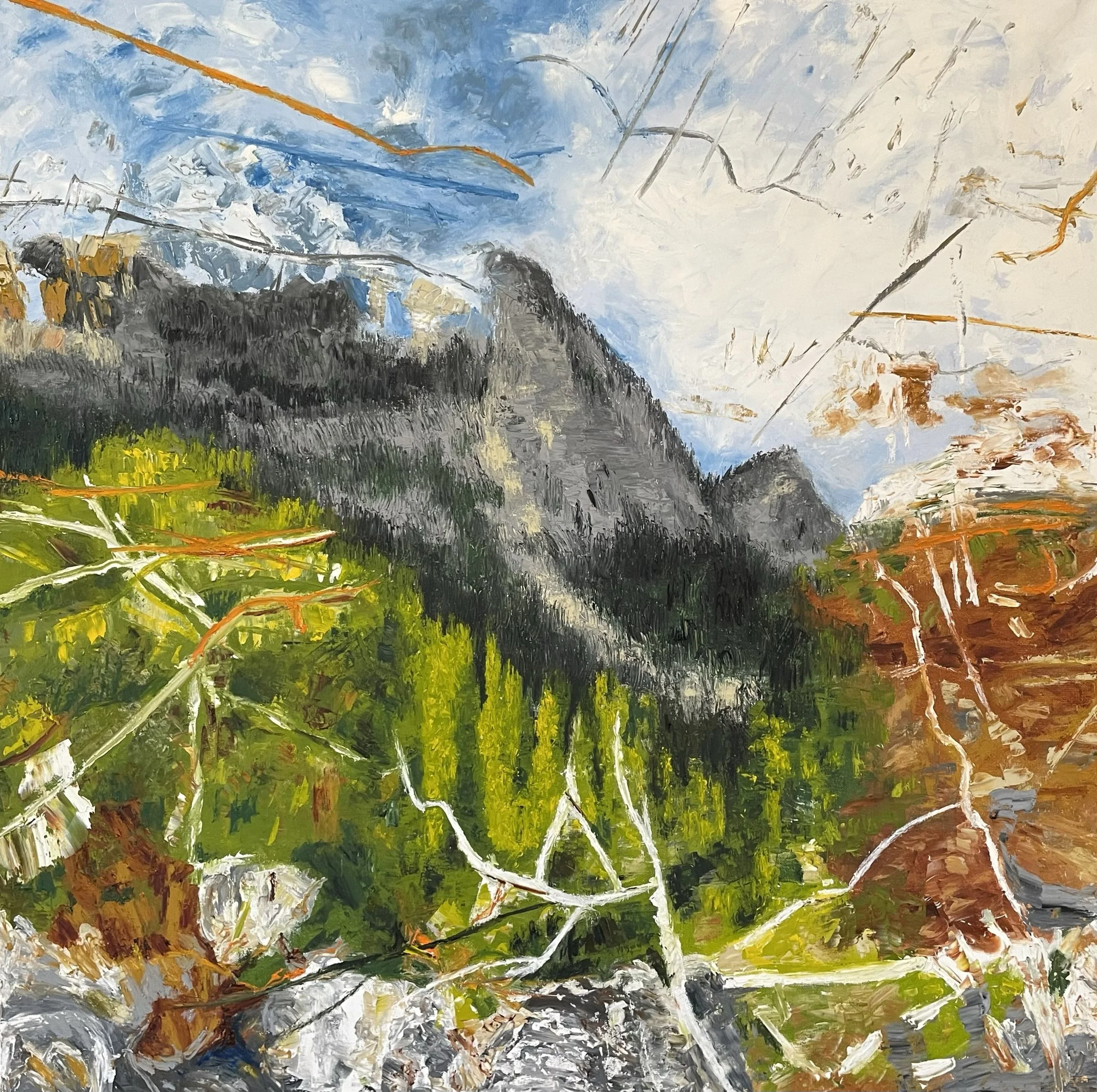 Trails of Connection, Oil on canvas 36"x36"x2"