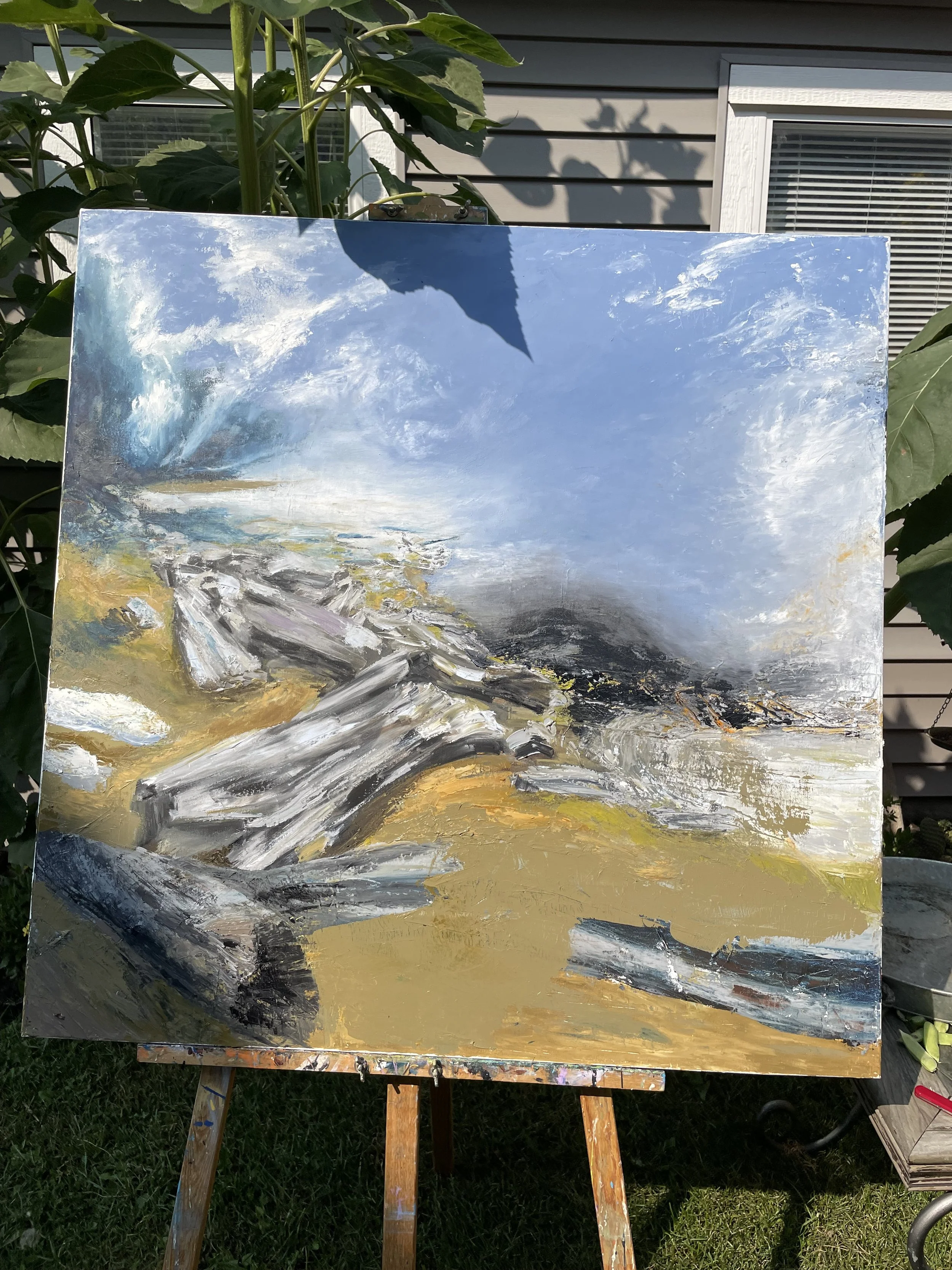 As I opened the space, I really enjoyed doing that in my backyard. It felt so welcoming as I painted this and felt grounded. 