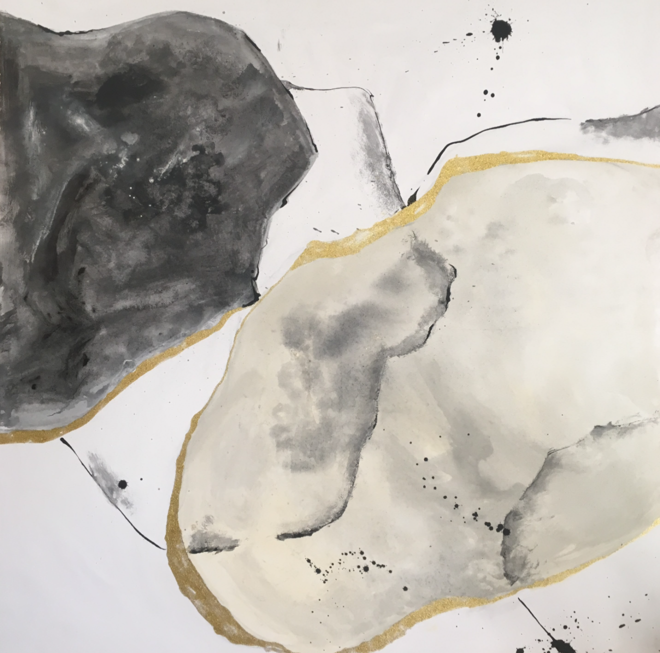 Tattoes - Acrylic painting - 36"x36"x1"-  "A celebration of natural markings that define a landscape—a soft, rhythmic topography where the strength of the stone meets the tender, living warmth of the skin."