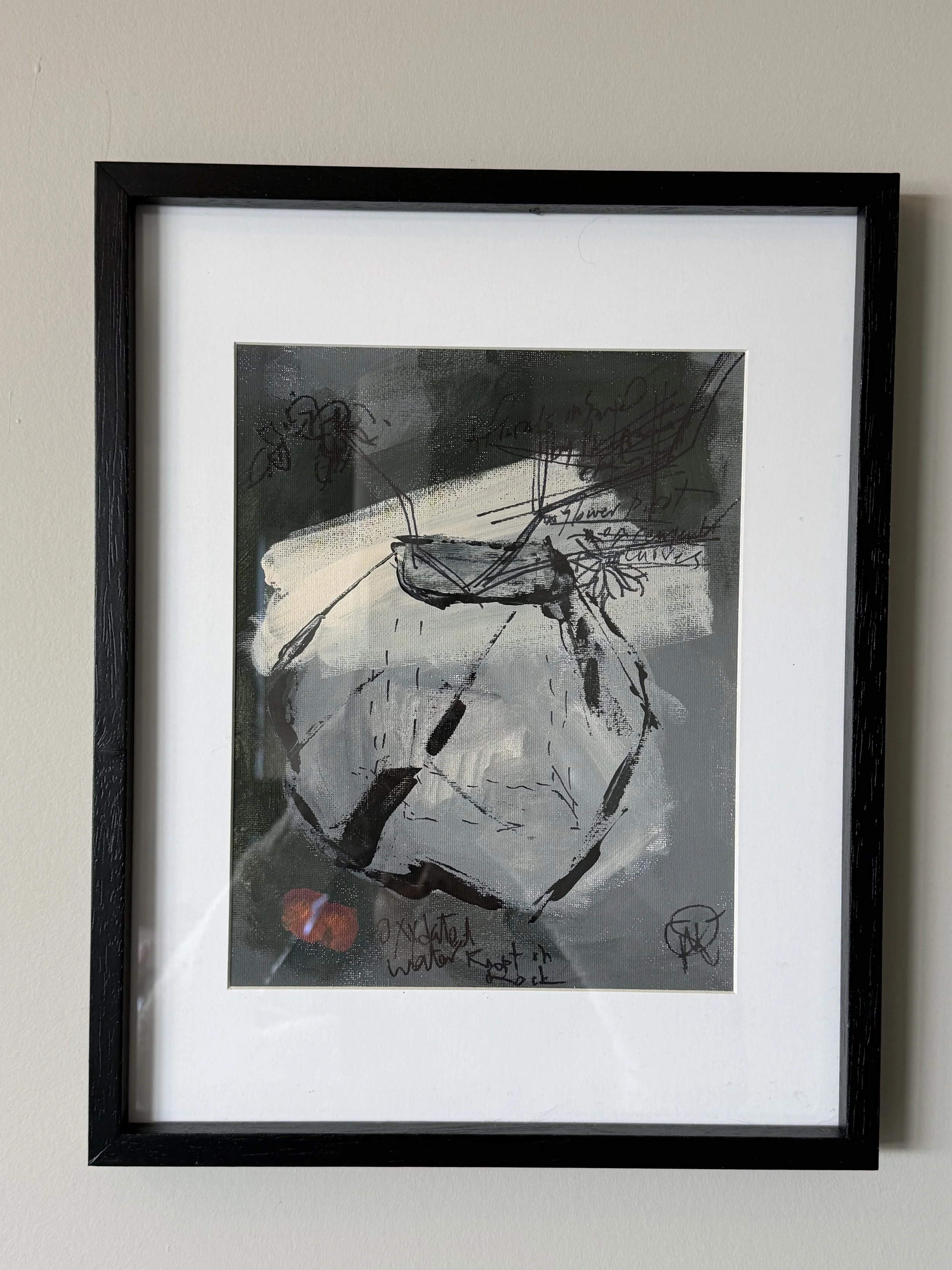 Sediment - 11.5"x14.4"x1" Acrylic Still life painting of my sculpture  - "A study of the quiet dialogue between shadow and stone—capturing the fleeting moment where light finds the curves of the earth and turns a heavy form into a vessel of luminosit