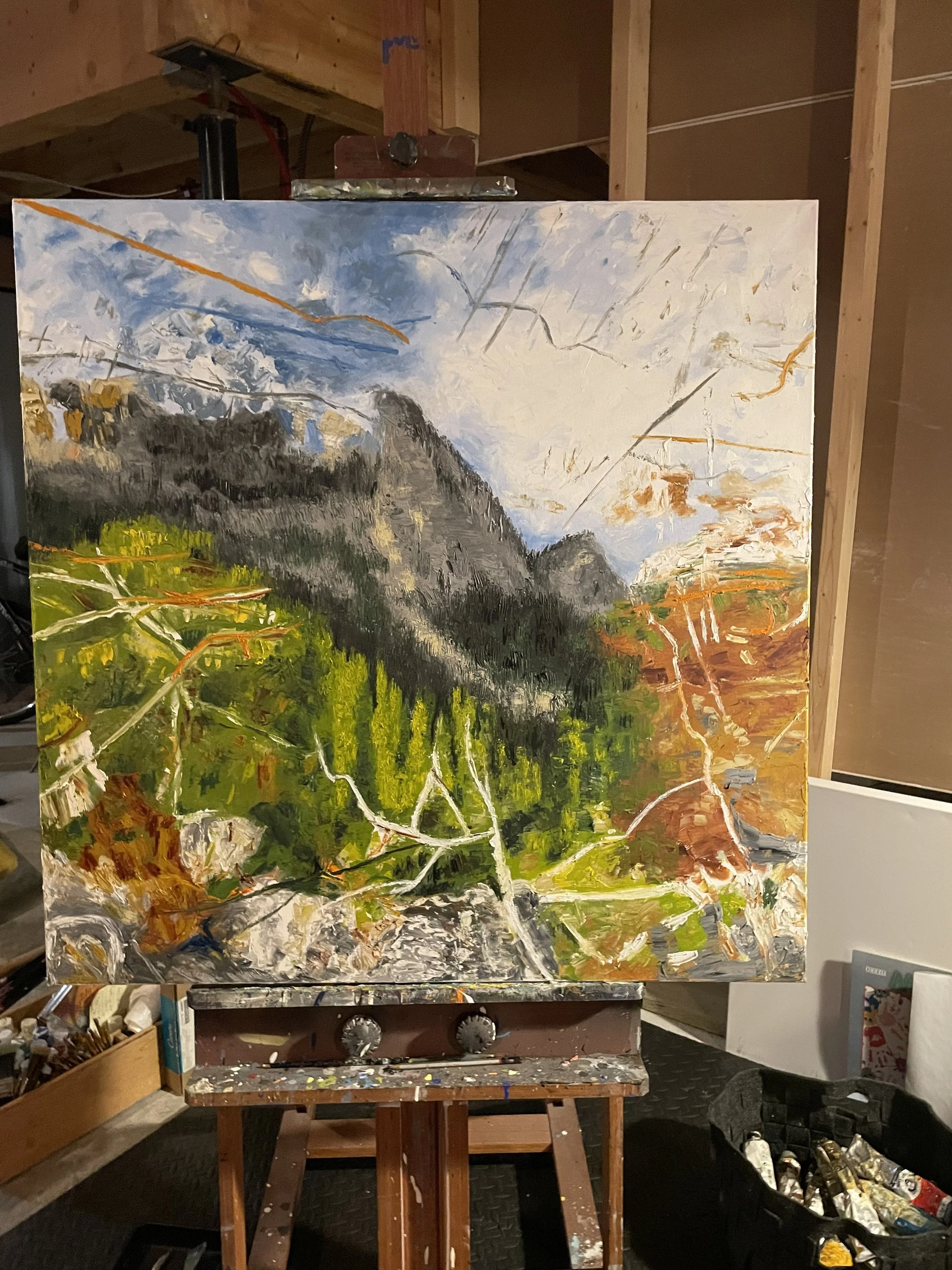 A picture from the night I completed the painting, after weeks of working on it. 