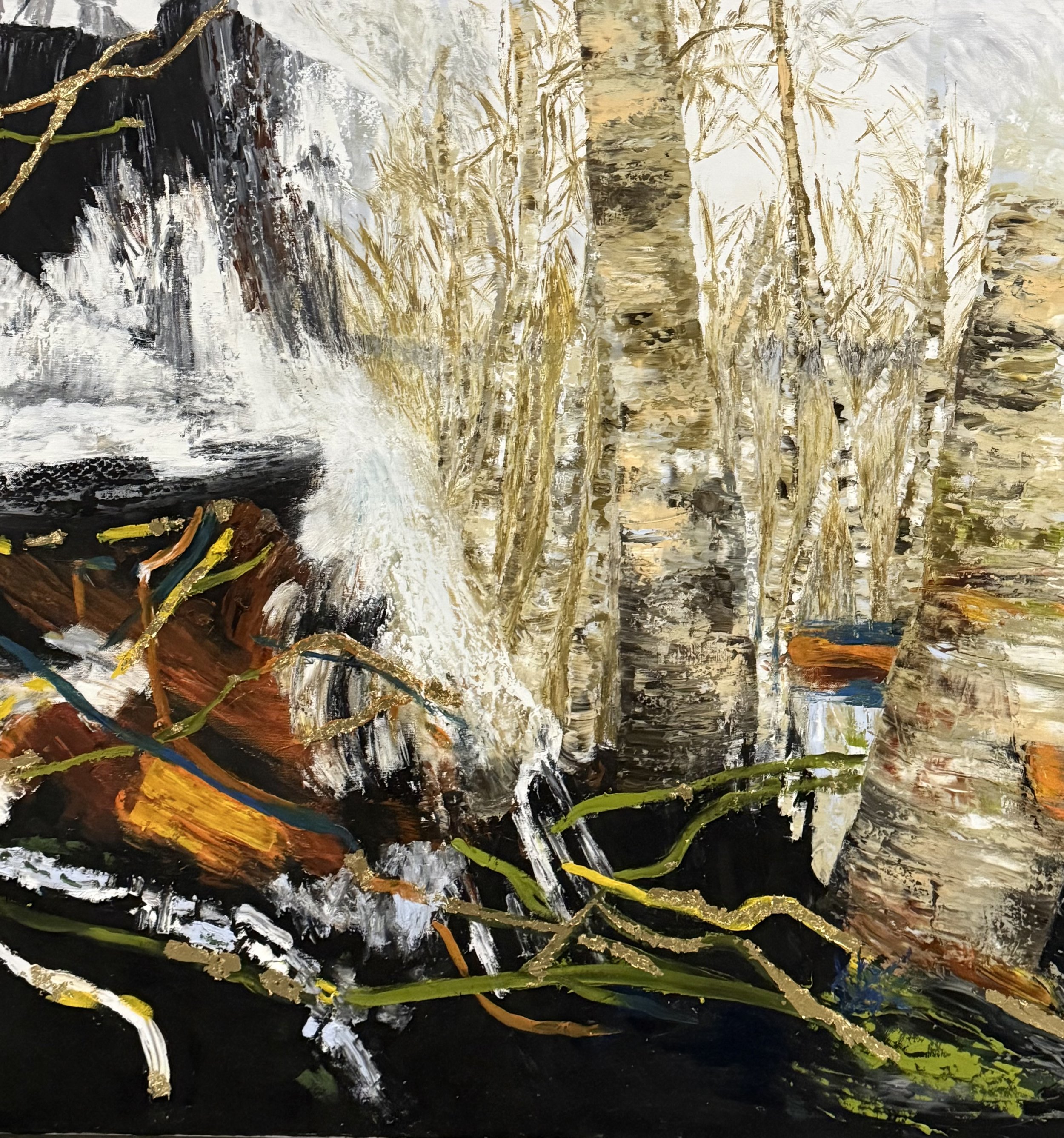 Beneath The Surface - Oil painting with Gold leaf - 36"x36"x2" 