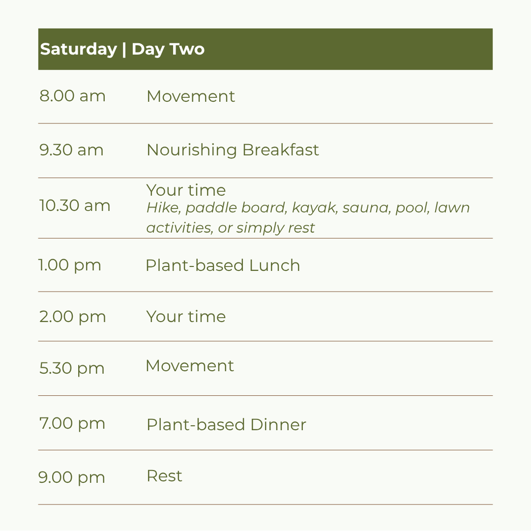 Sample Itinerary for Wellness Retreat on Kawau Island