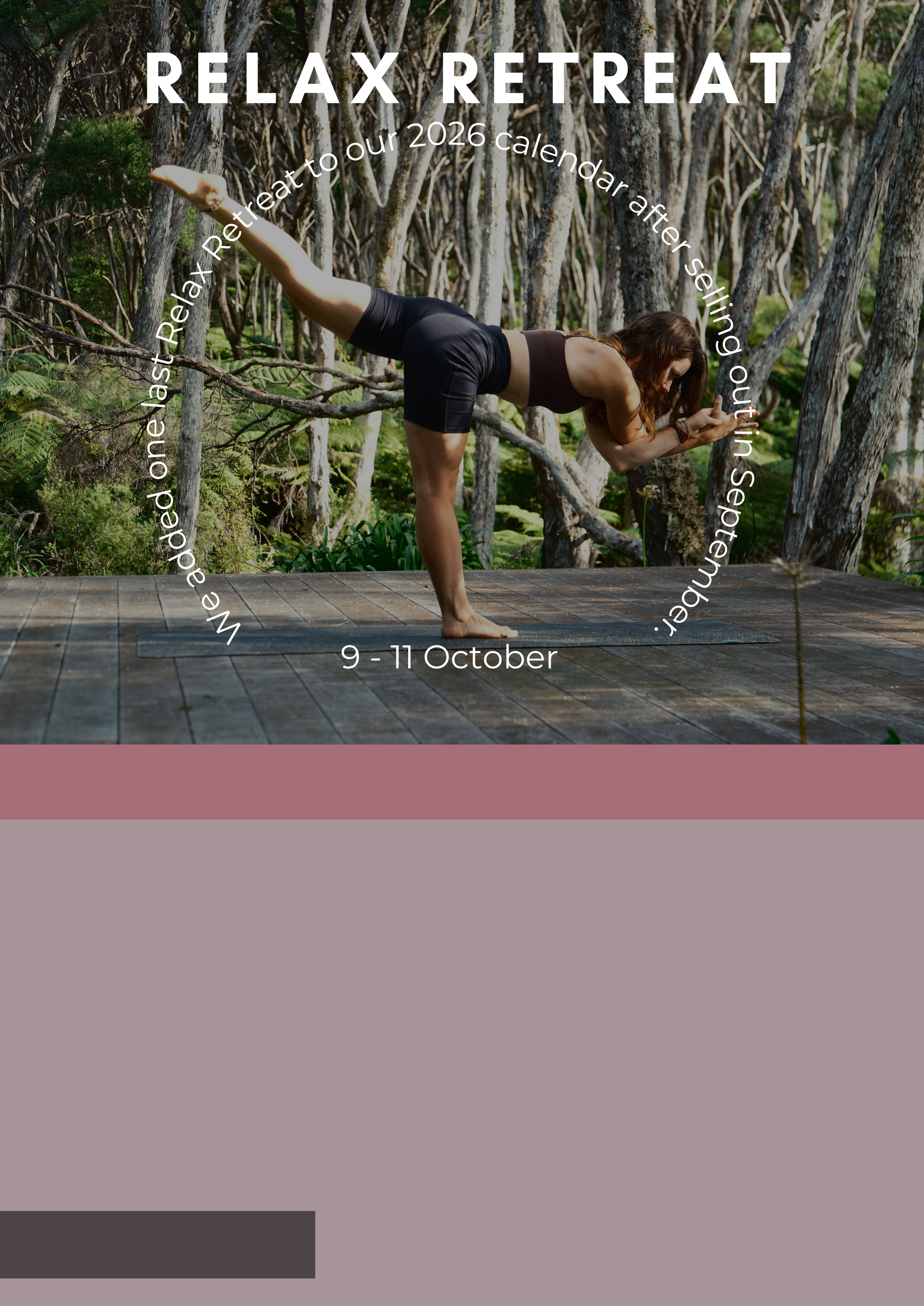 Woman doing yoga pose on platform in nature