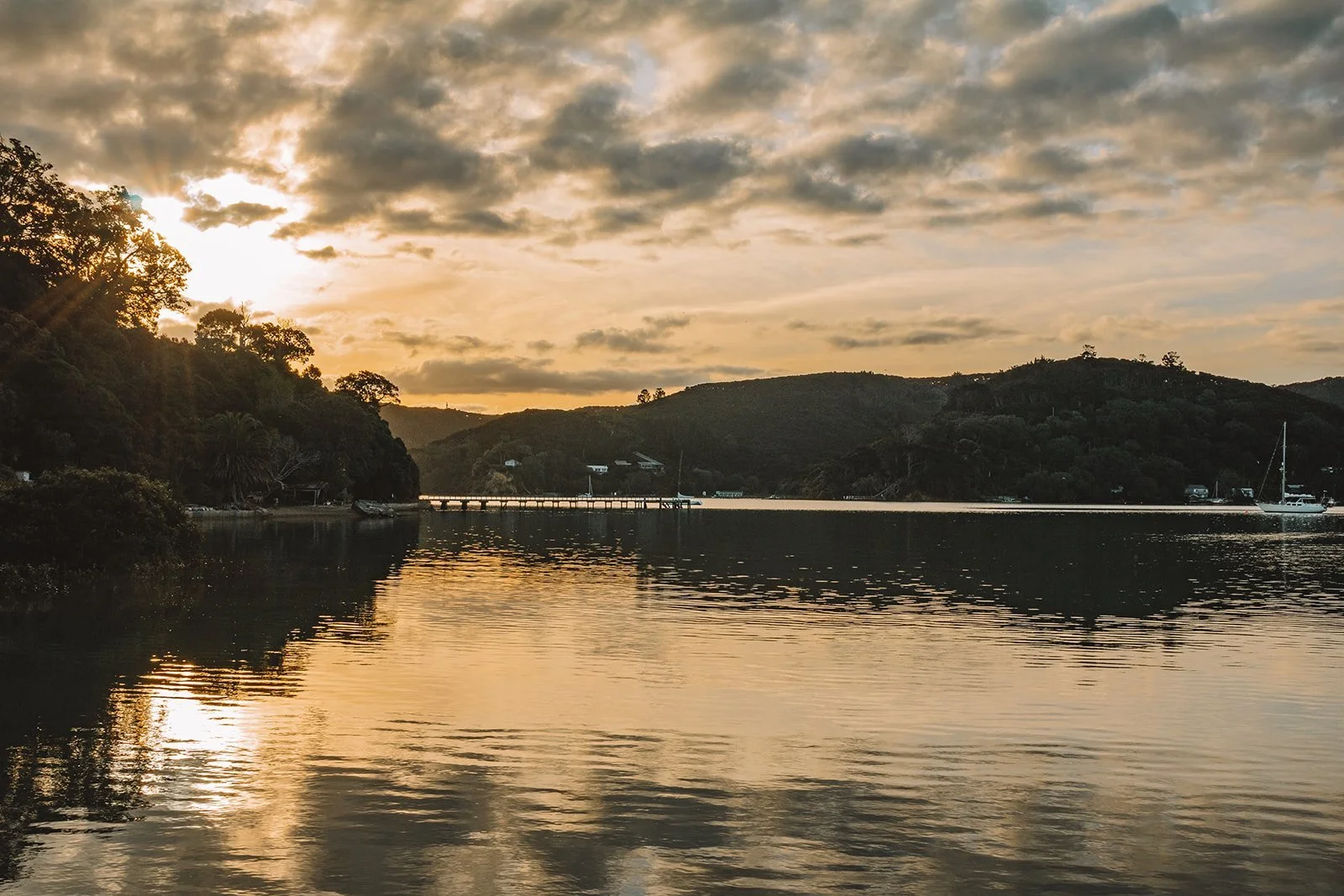 Sunset over water at Kawau Island