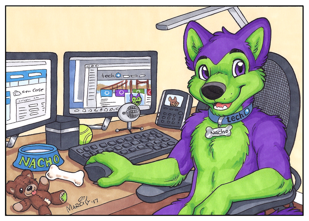 Illustration of Nacho at work at Tech Plus Consulting