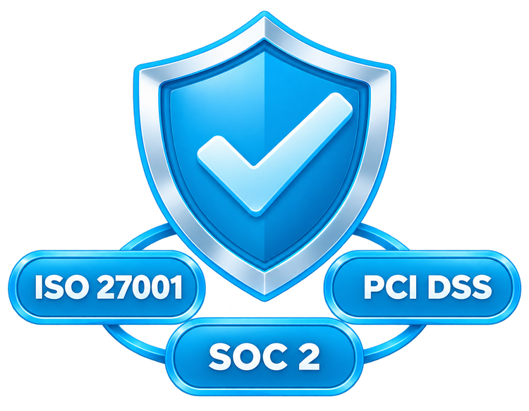 ISO 27001, SOC 2 and PCI DSS compliance