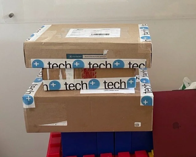 Tech Plus Consulting shipping boxes ready to go out to remote employees