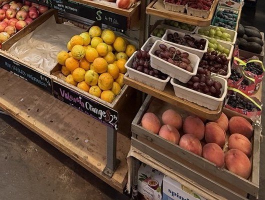 Citrus, grapes and stone fruit in a grocery produce section