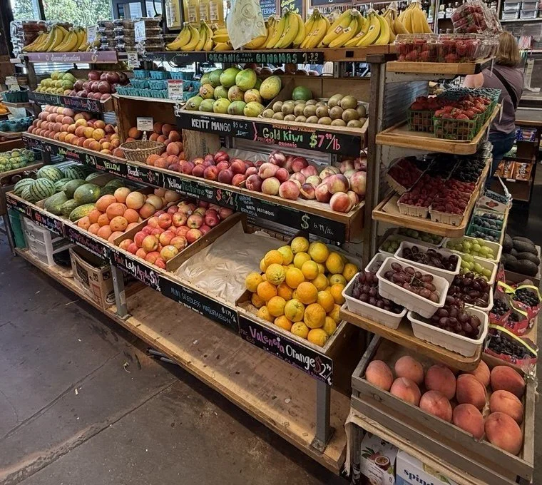 Produce display in an independent grocery store