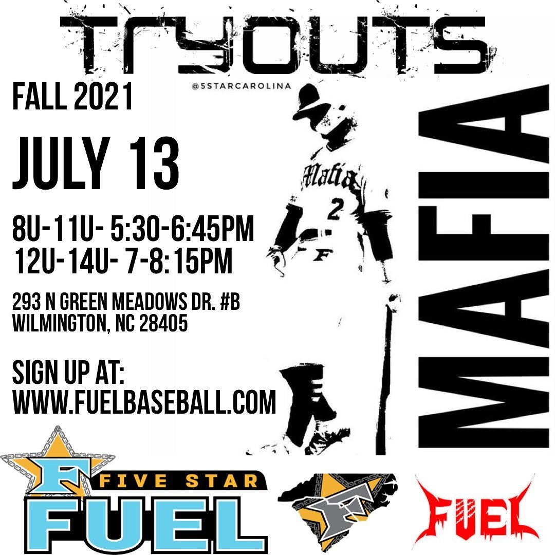 Don&rsquo;t miss tryouts for the fall! Sign up link on the website www.fuelbaseball.com . If you cannot make the tryout on that date please let us know .