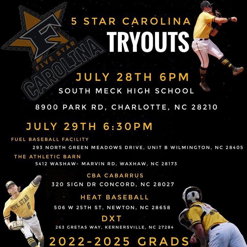 ⭐️2021 Fall Tryouts⭐️
Signups for the 2021 Fall Tryouts have been posted on 5StarCarolinaBSB.com please visit our website on the Home Page under &ldquo;2021 Fall Tryouts&rdquo; to sign up!

#5starcarolina #maFia