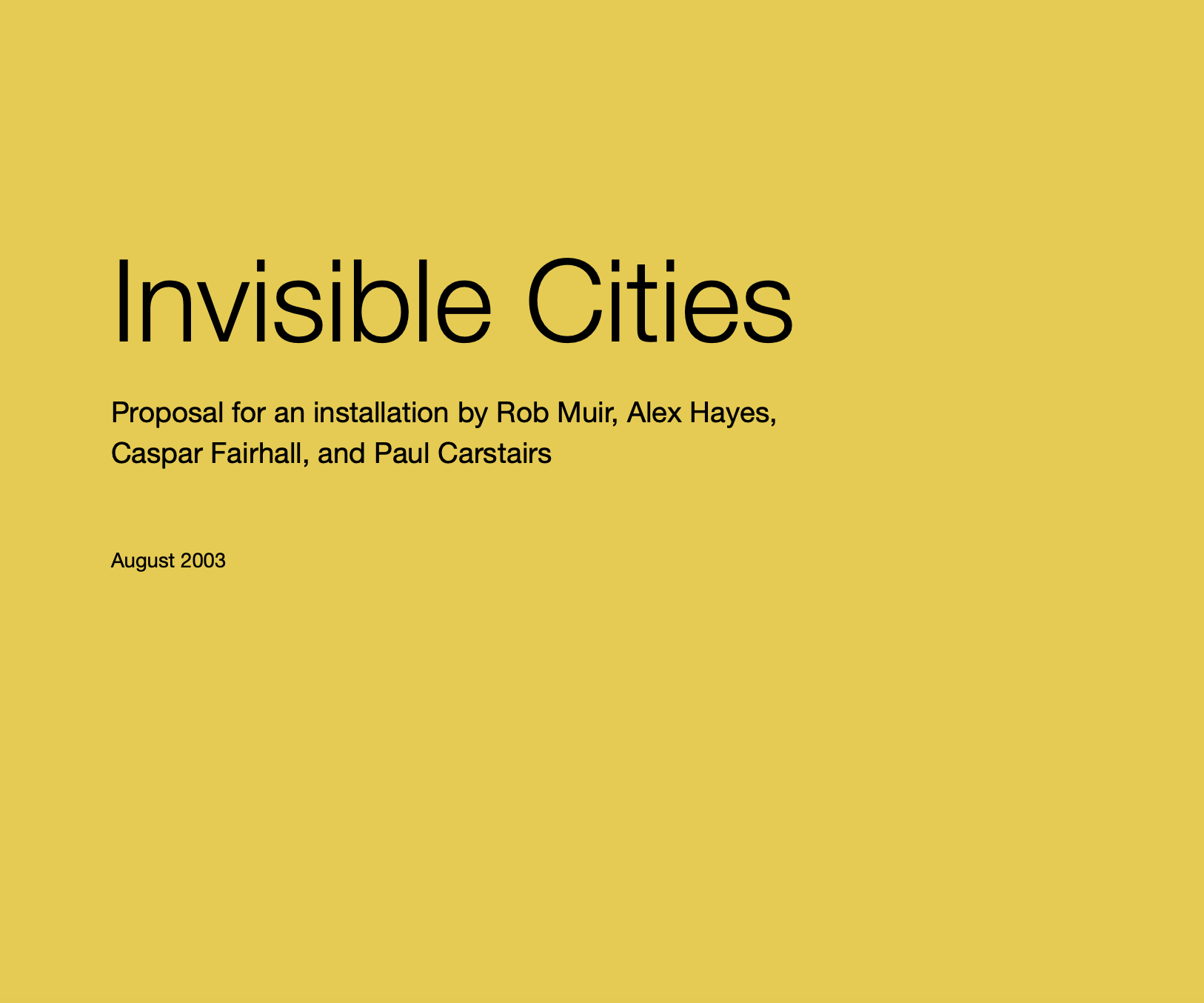 Invisible Cities
