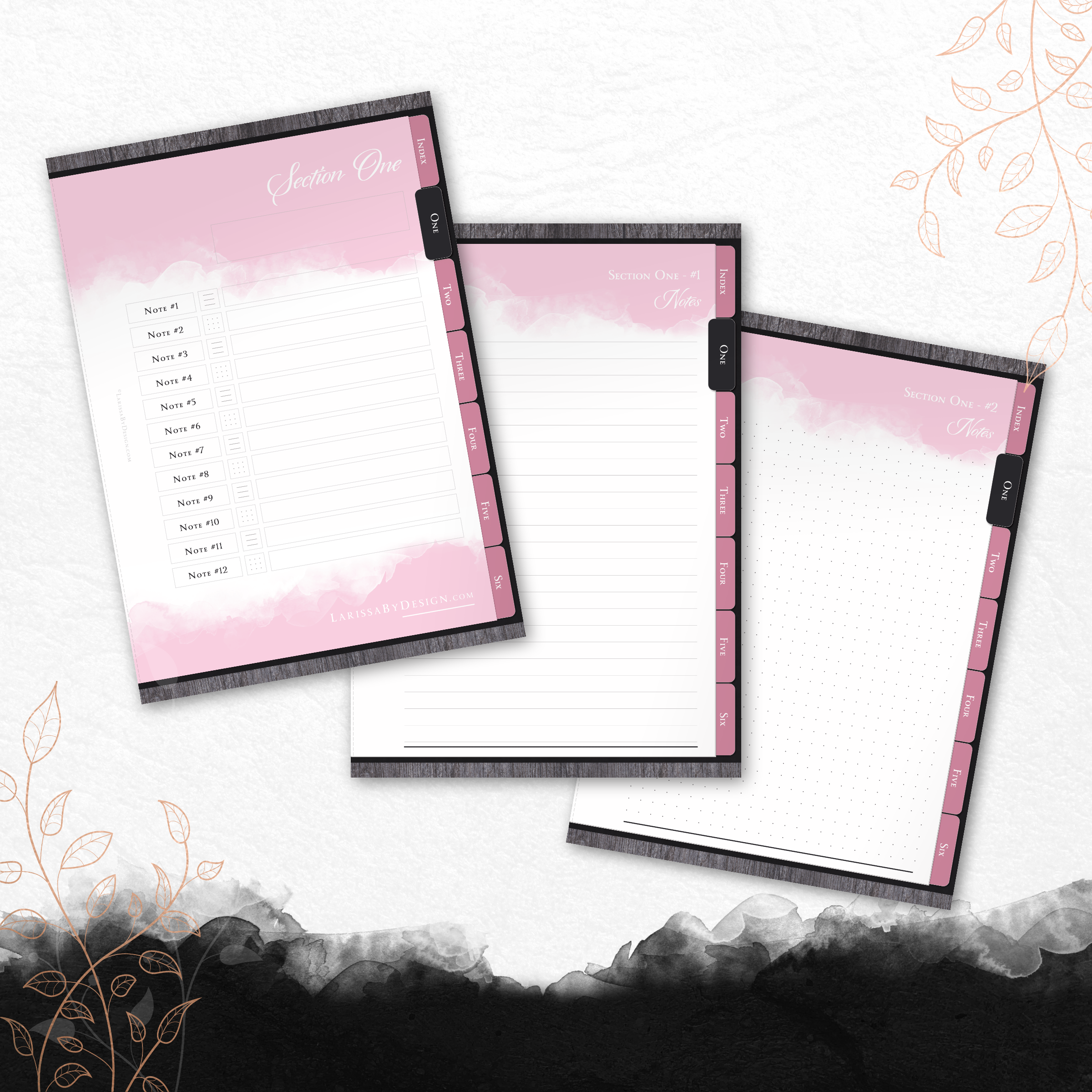 Larissa By Design - Freebie 2022 Digital Notebook - Six Notes Sections