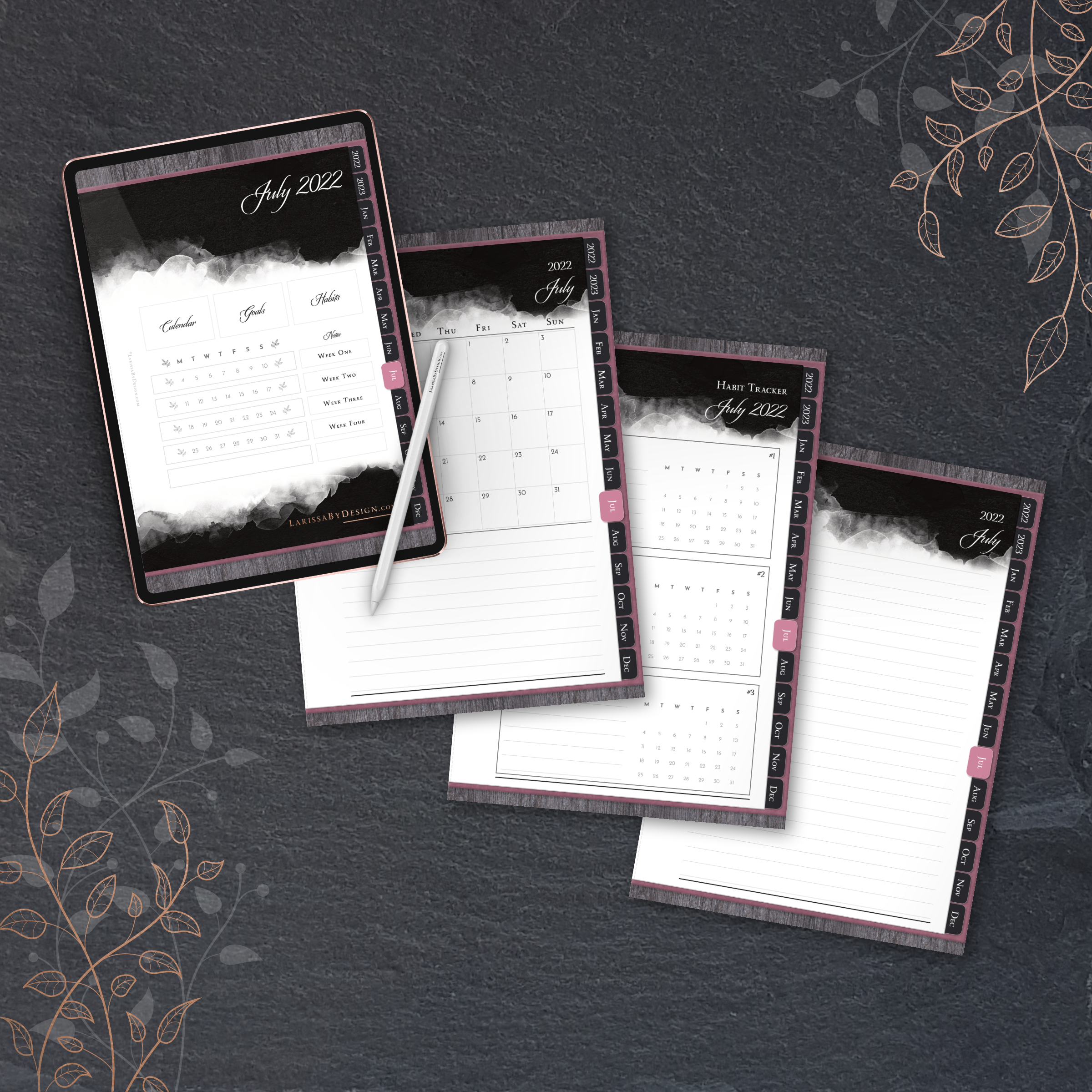 Larissa By Design - 2022 Digital Planner - Monthly Sections