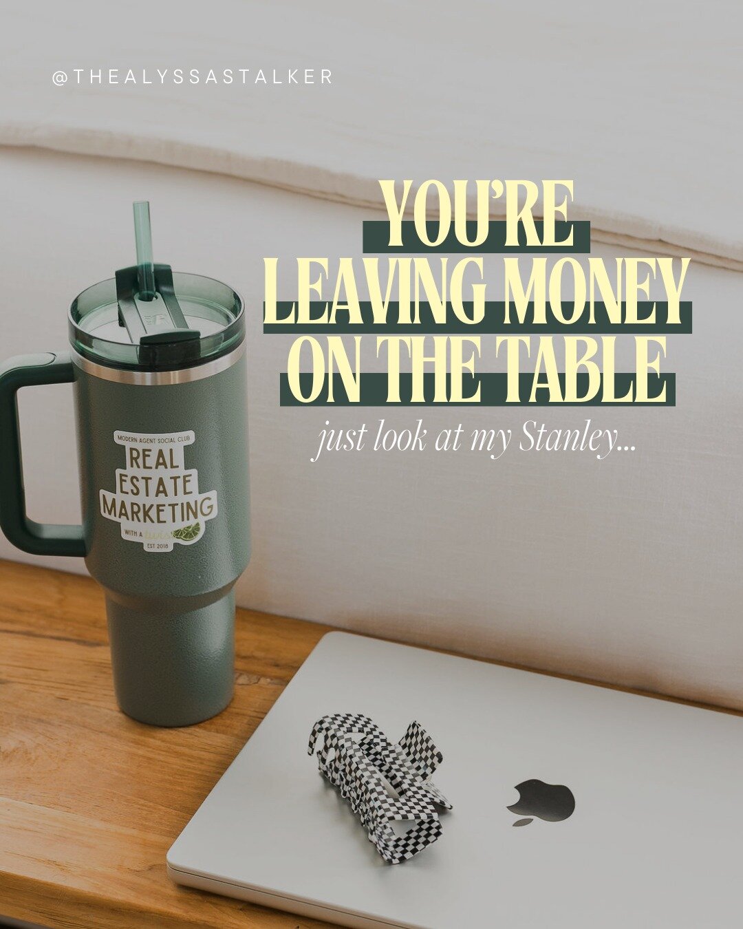 IF YOUR STANLEY COULD TALK it would say two things ✌️

1 - Youneed me in another color! And...

2 - You can&rsquo;t afford to miss the mark when marketing your home.

And your Stanley would know.

The 40oz Stanley tumbler has been first hit the marke