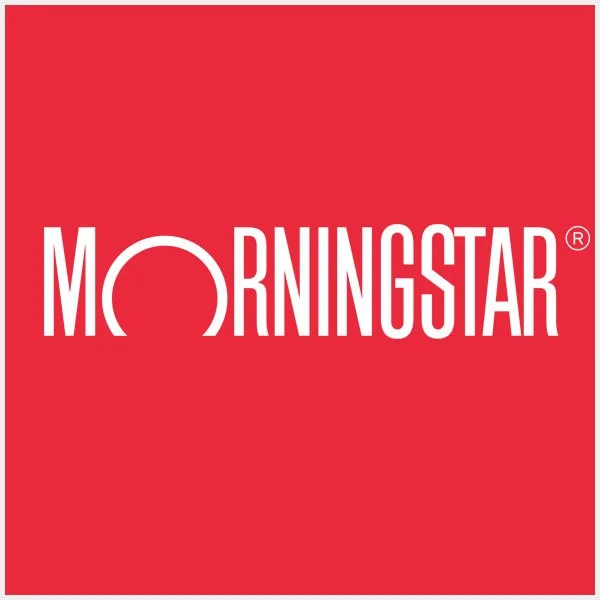 Red background with white text reading 'Morningstar' and a registered trademark symbol.