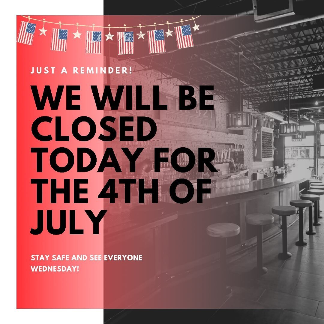 Just a reminder that we will be closed today, July 4th. 
Have a safe and happy holiday!!🇺🇸

We&rsquo;ll reopen Wednesday at 4pm, see you then!