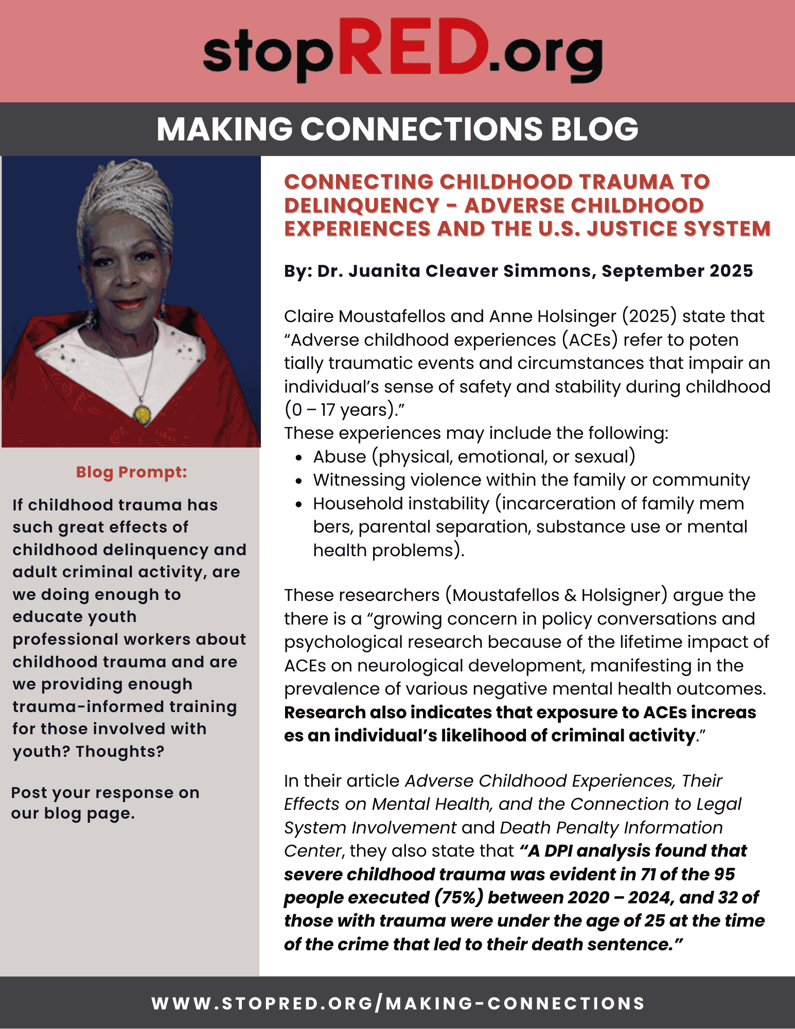 Connecting Childhood Trauma to Delinquency - Adverse Childhood Experiences and the U.S. Justice System