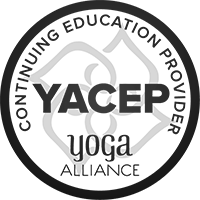 The logo of the Yoga Alliance featuring a circular design with the words 'Continuing Education Provider' surrounding a stylized figure practicing yoga.