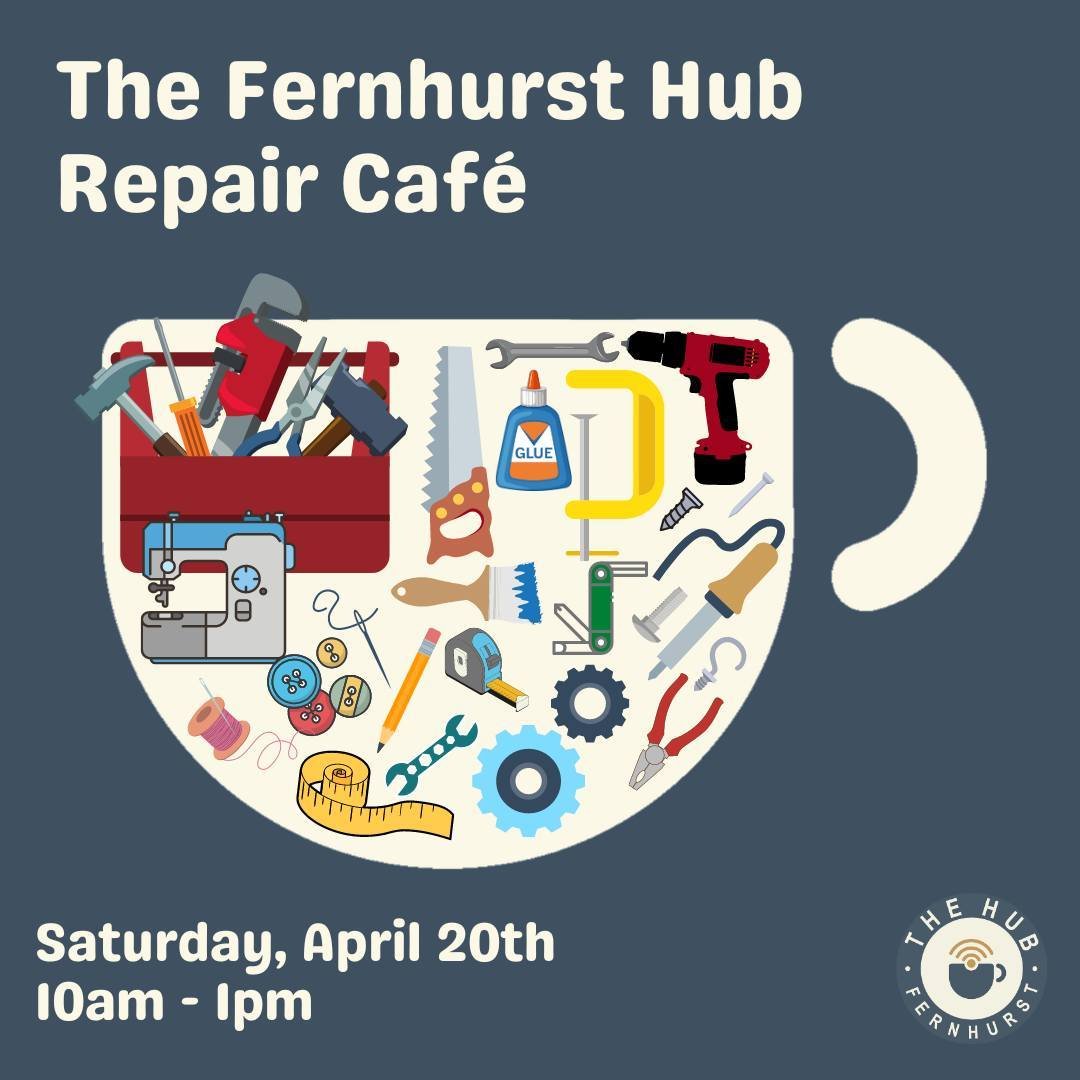 Our Repair Caf&eacute; returns to the Hub next Saturday - April 20th!

Don't throw away your broken toasters, toys or trousers, book them in by clicking the link below and bring them to the Hub to see if our wonderful repairers can restore them to wo