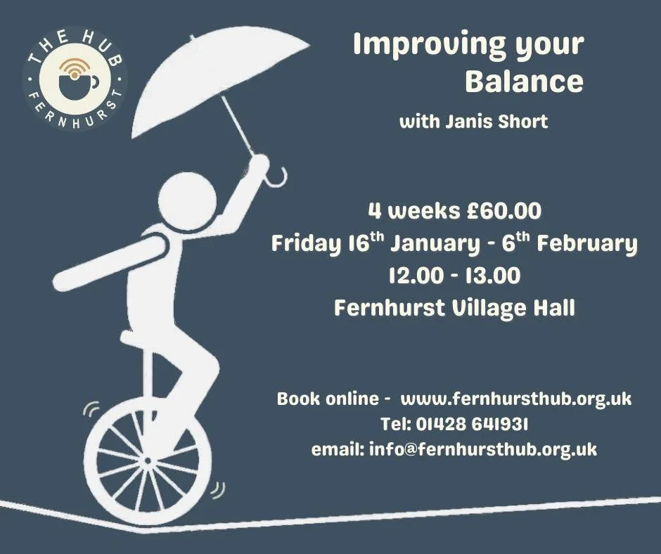 Falls are the most frequent cause of injury in the over 65&rsquo;s.  Research has shown that targeted exercise can considerably help.

We are pleased to offer a 4-week course of Improving your Balance at The Fernhurst Hub, starting next week. 

To ma