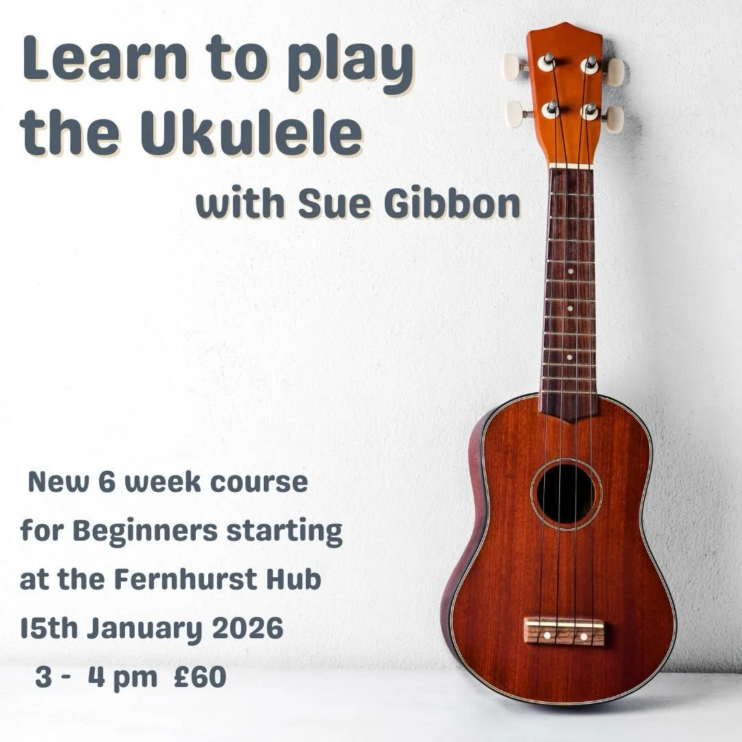 If your New Year&rsquo;s Resolution is to learn something new, why not join our Ukulele classes @the_fernhurst_hub .  Sue makes these lessons fun for everyone.  See Learning Section of the website www.fernhursthub.org.uk. To book or make an enquiry. 