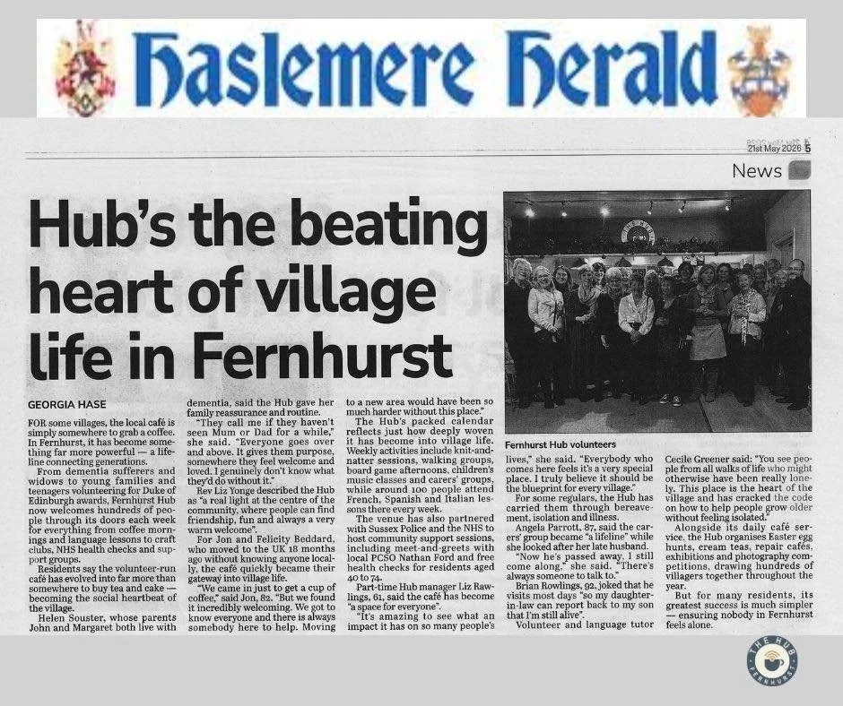 We are very proud of the wonderful article on the @fernhursthub that has appeared in the Haslemere Herald today. 

#fernhursthub #fernhurst #liphook #lodsworth #haslemere