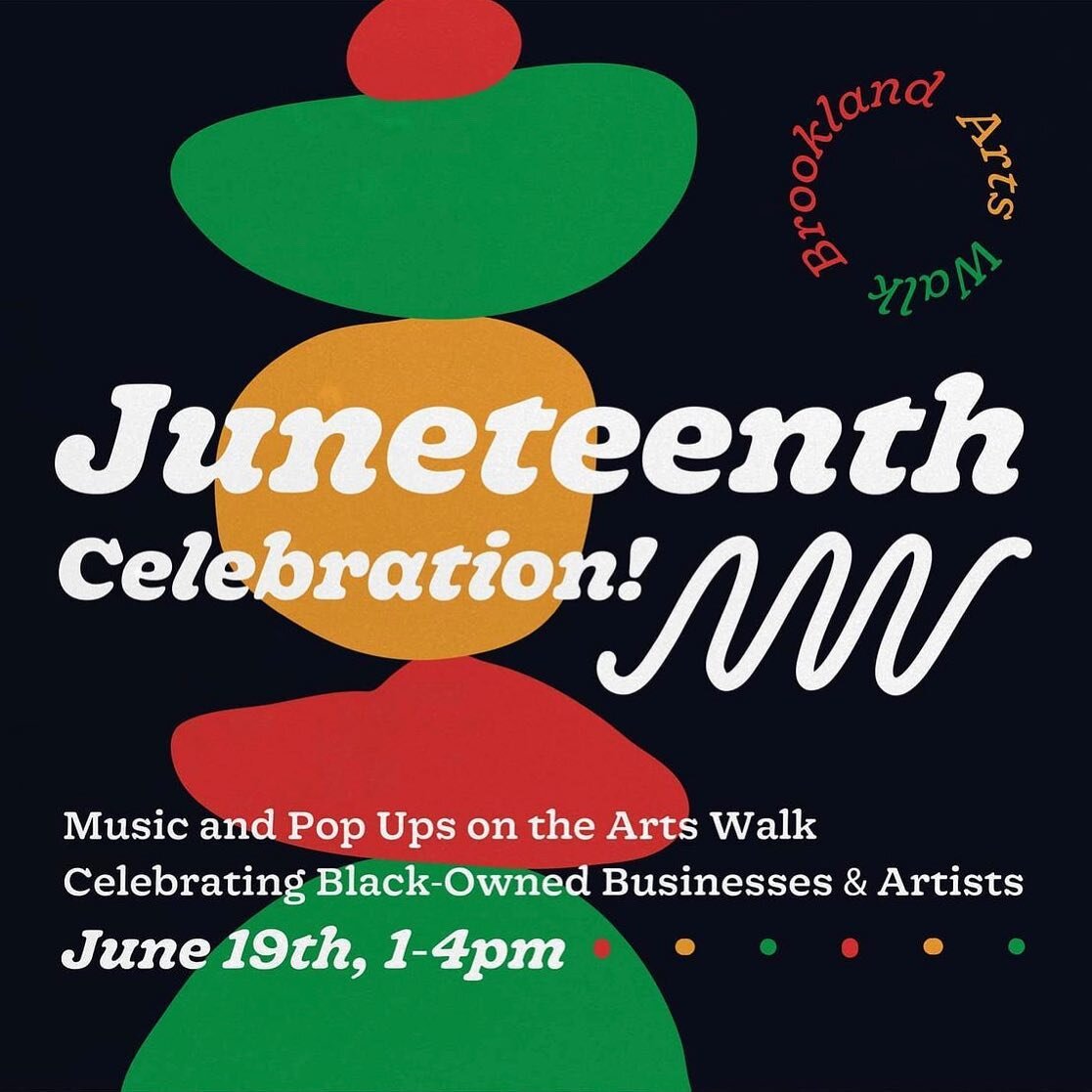 Juneteenth is coming, and we can&rsquo;t wait to celebrate on the Brookland Arts Walk! 

Swing through Saturday, June 19 from 1-4pm to shop Black owned creative businesses.

Each of our artist studios @brooklandartswalk will be hosting a Black owned 