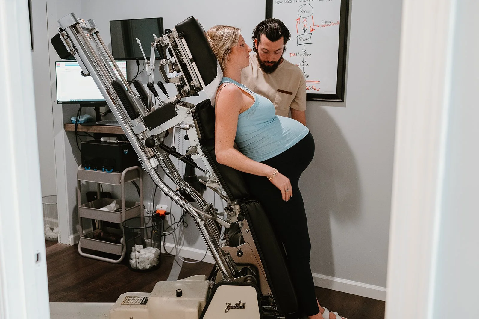 Chiropractor providing pregnancy-safe chiropractic care using specialized prenatal equipment in Matthews, North Carolina
