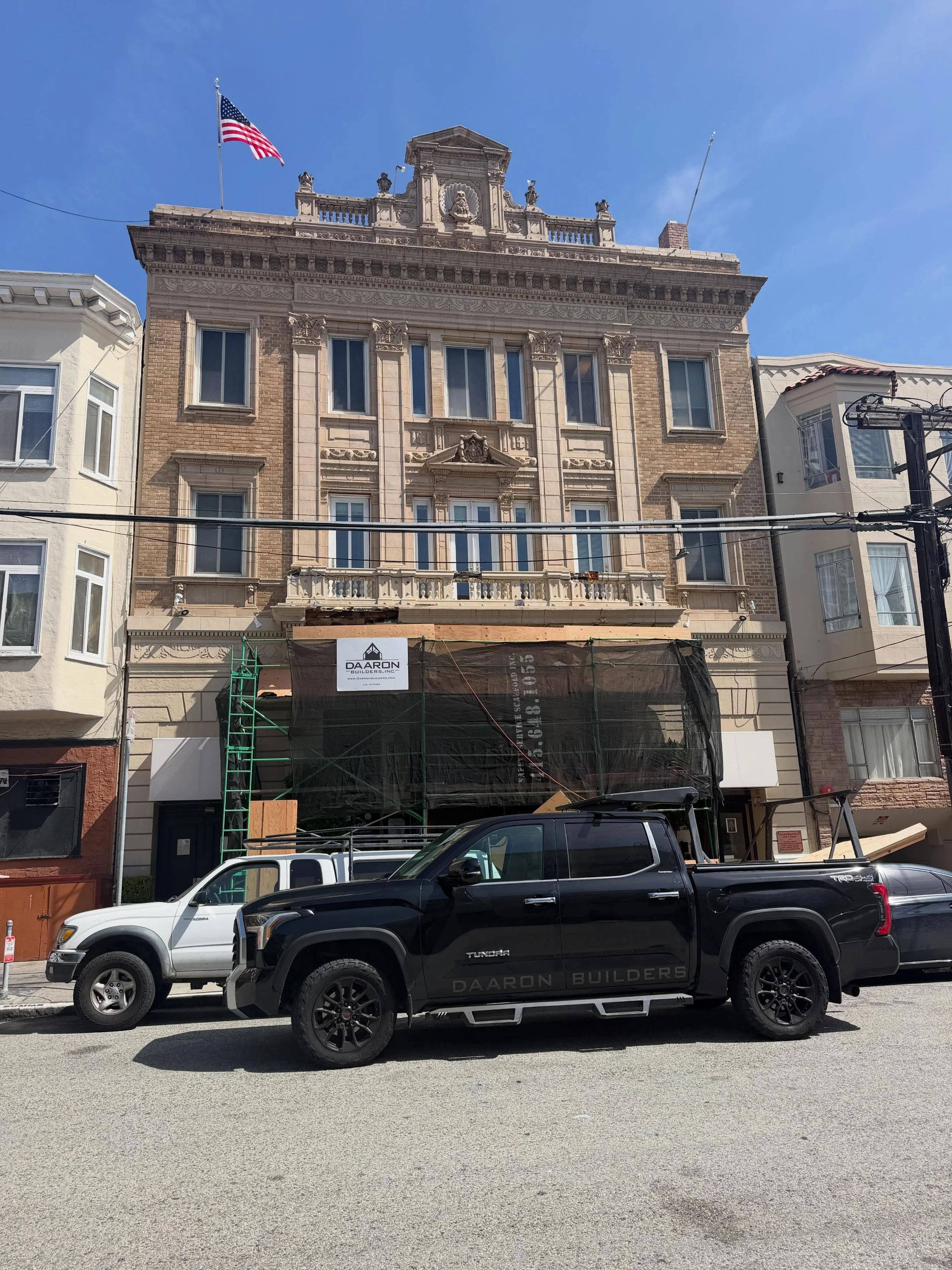 Months of pre-construction coordination, historical reviews, material sample approvals, permitting, and planning are behind us. Now the restoration work begins.

Proud to be part of preserving one of North Beach&rsquo;s historic landmarks.

#DaaronBu