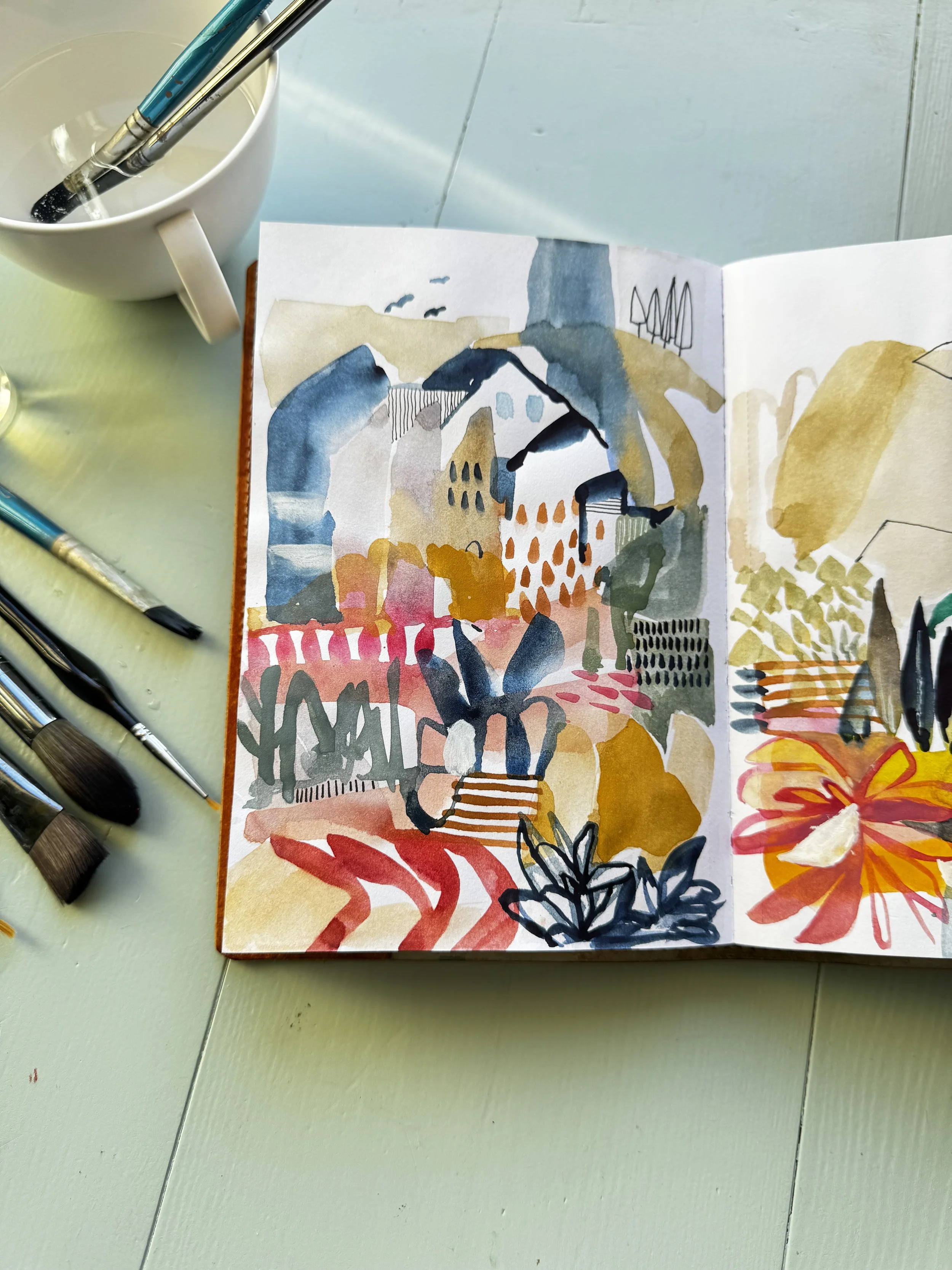 travel art journal markmaking