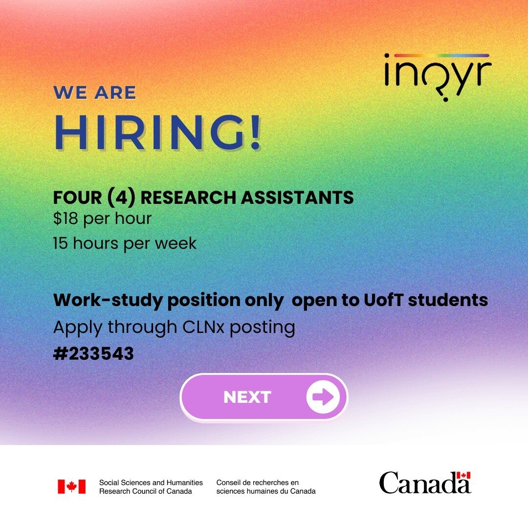 We're hiring up to four (4) research assistants for the Summer work study term! This opportunity is open to all students enrolled at the University of Toronto (including UTSC and UTM!) who are eligible for the work study program. You can apply throug