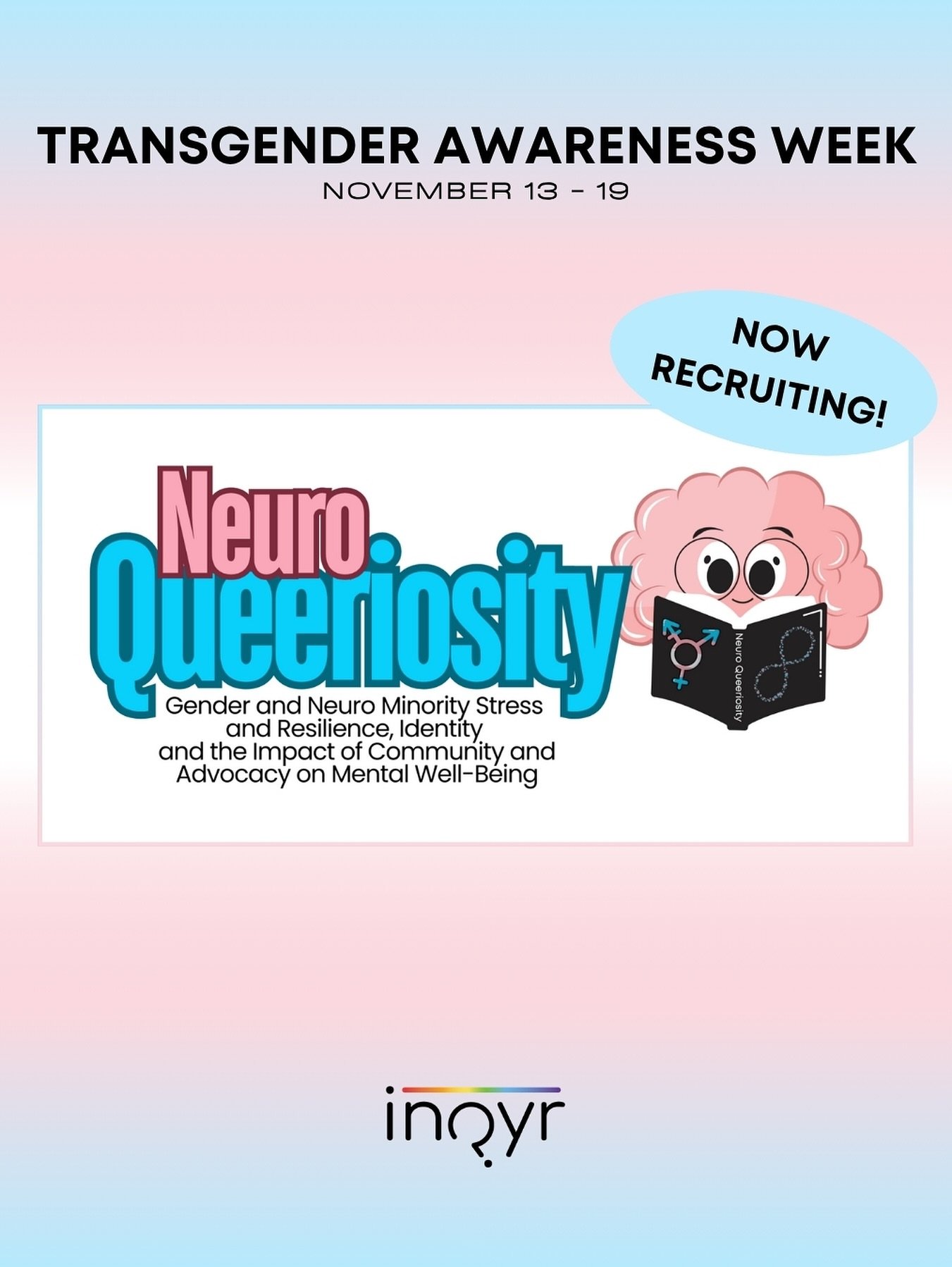 🏳️&zwj;⚧️✨ It&rsquo;s Transgender Awareness Week! All week we will be sharing research that uplifts and centres trans identities and experiences.

Today, we&rsquo;re highlighting Ali Pearson&rsquo;s study, Neuro-Queeriosity, which is focused on the 