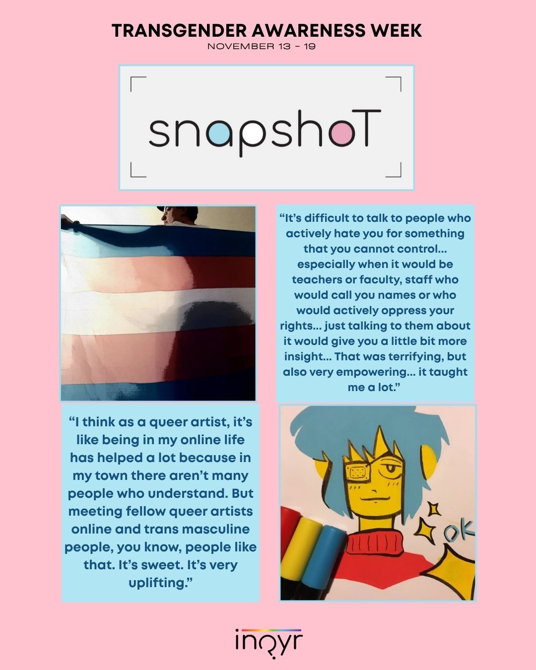 🏳️&zwj;⚧️ 📸 ✨ Our last research highlight for Trans Awareness Week is snapshoT, a project exploring the lives of trans and non-binary youth across the U.S. through photo-elicitation: a method where participants share images to spark deeper reflecti